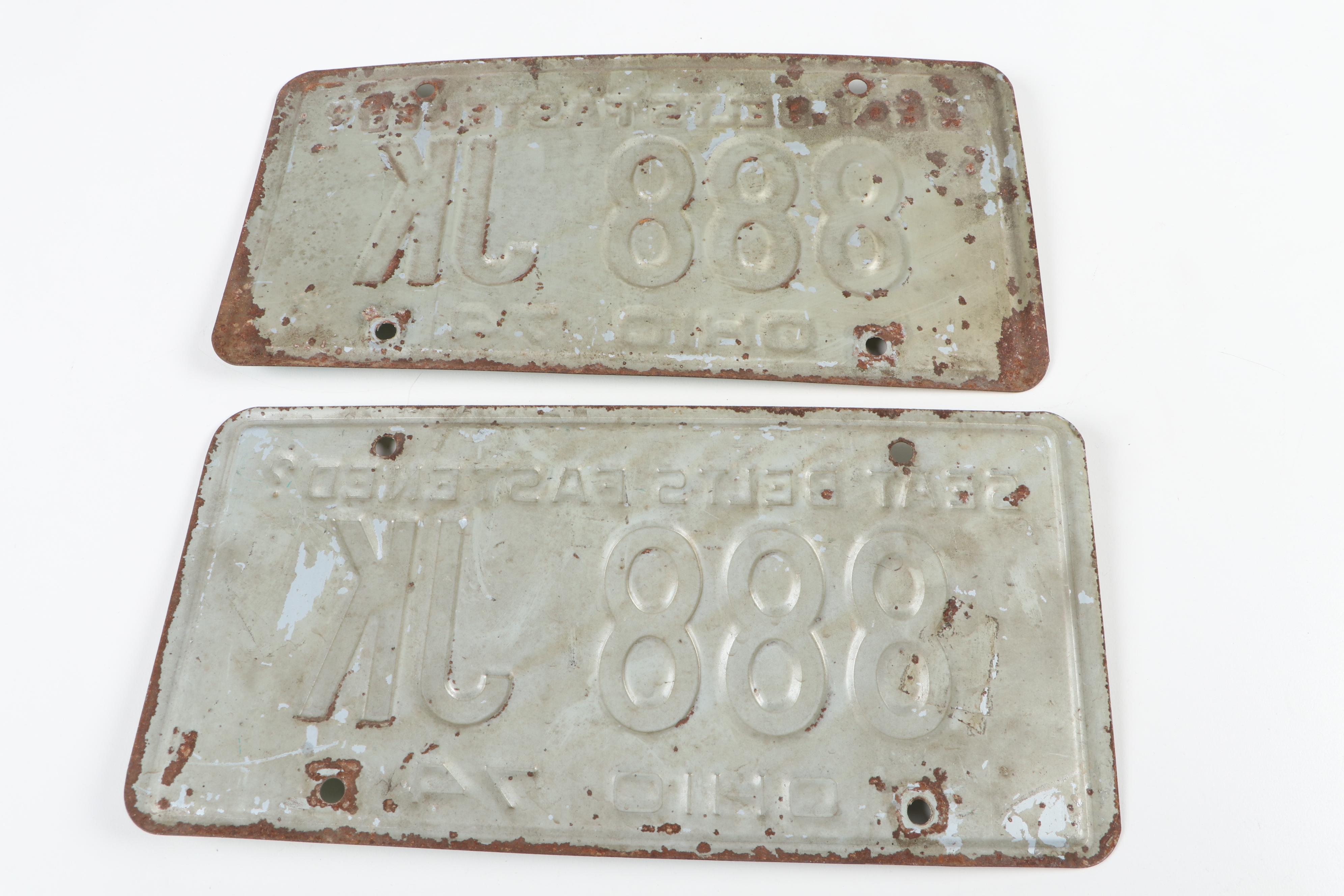 Metal Ohio License Plates, 1974