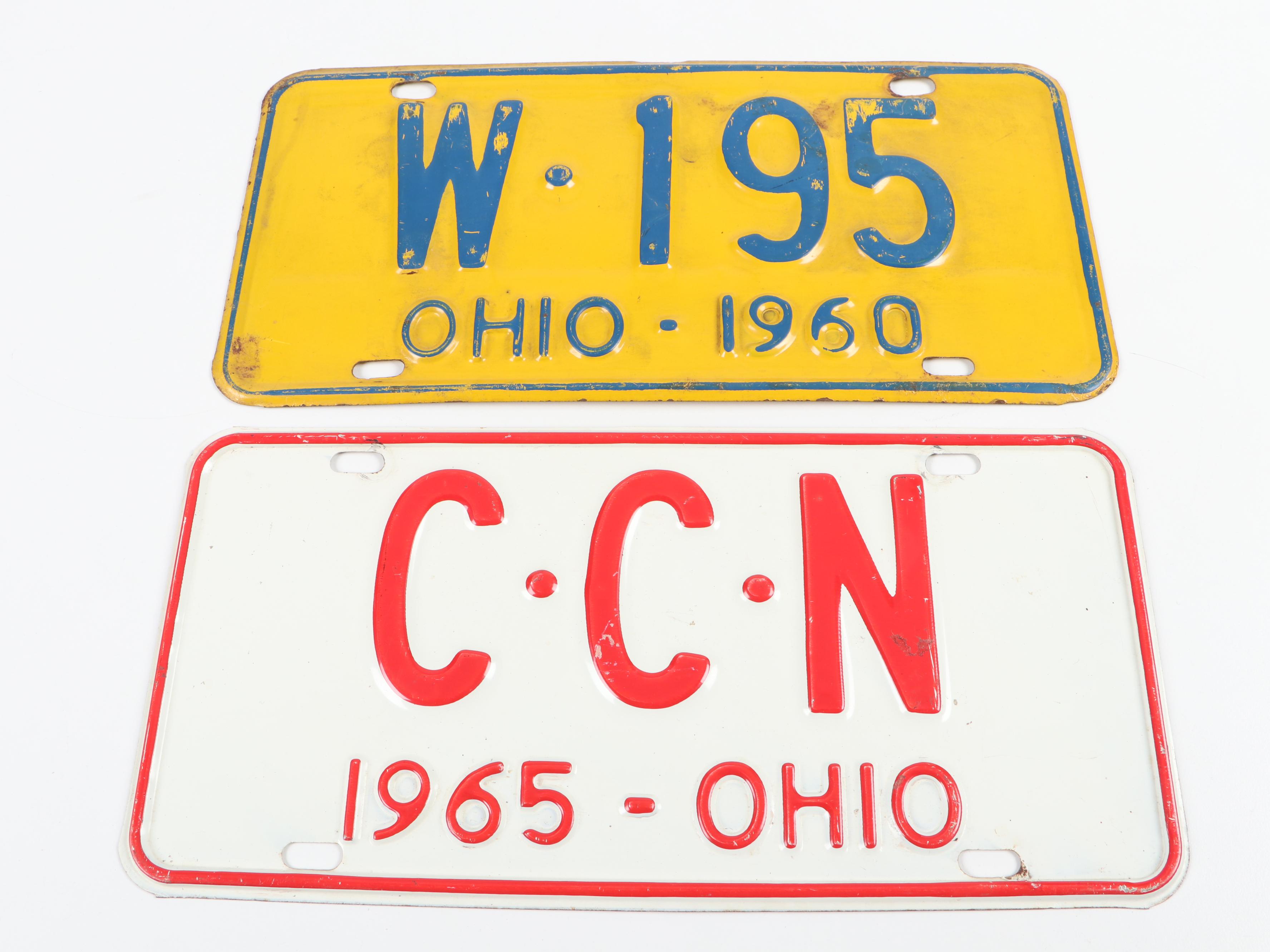Metal Ohio License Plates, 1960s