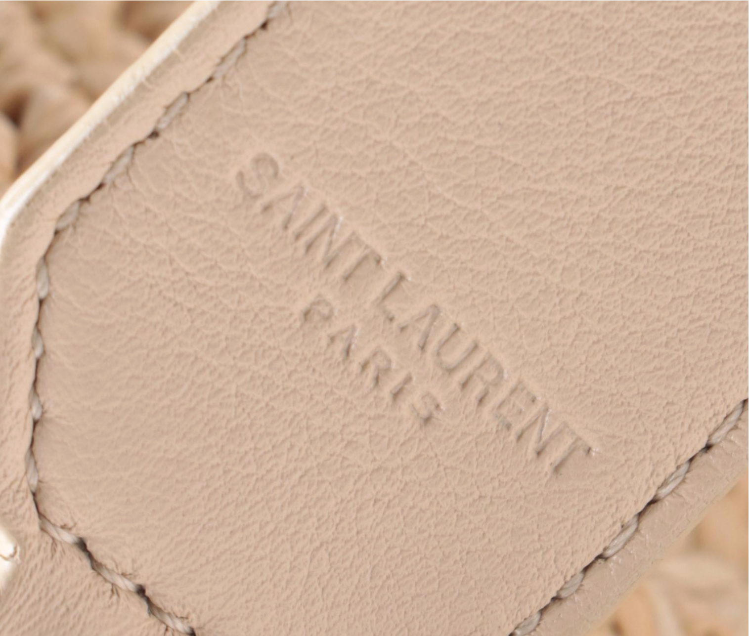 Saint Laurent Monogram Cabas Downtown Straw Baby Bag with Strap