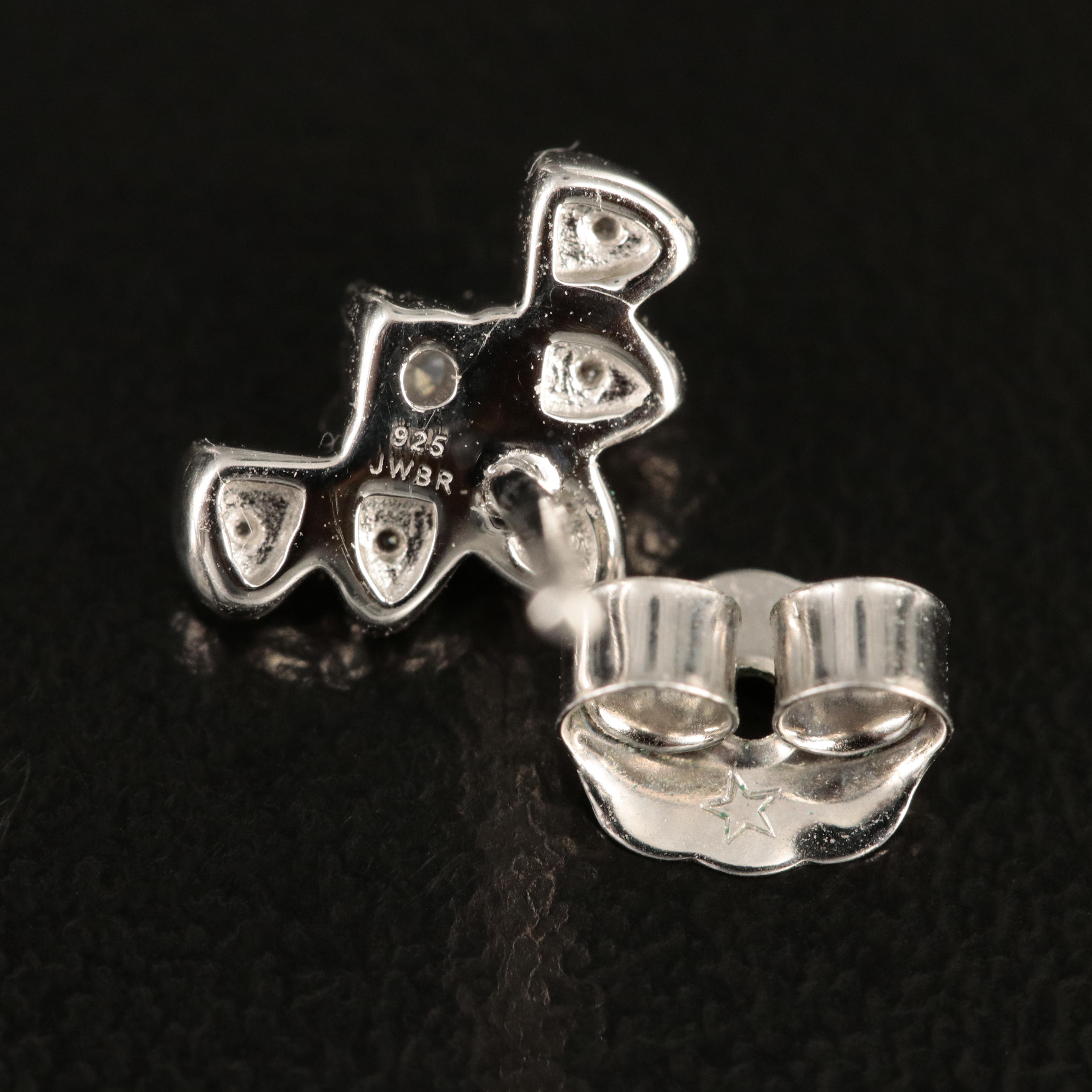 Sterling Diamond Stud Earrings