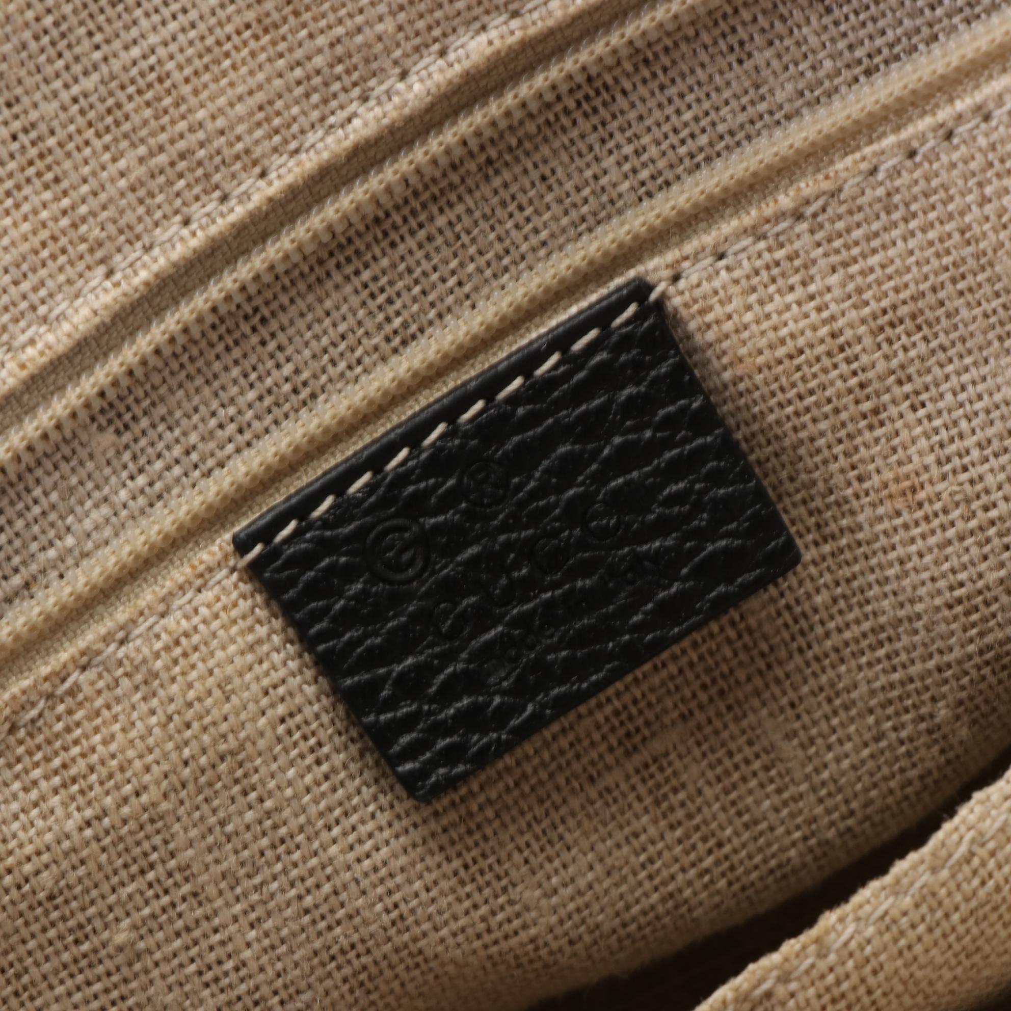 Gucci Tote in Black Grain Leather with Interlocking GG Charm