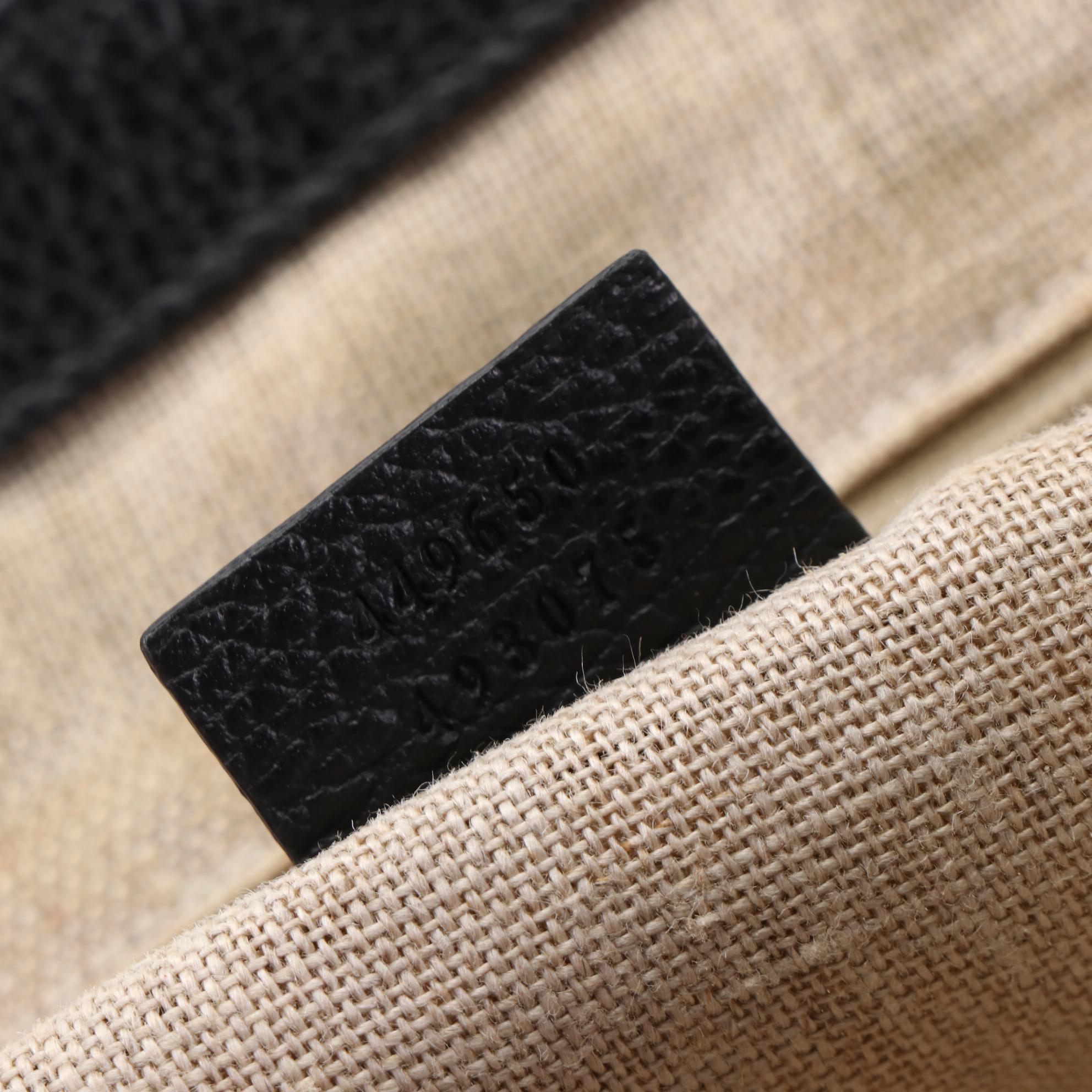 Gucci Tote in Black Grain Leather with Interlocking GG Charm