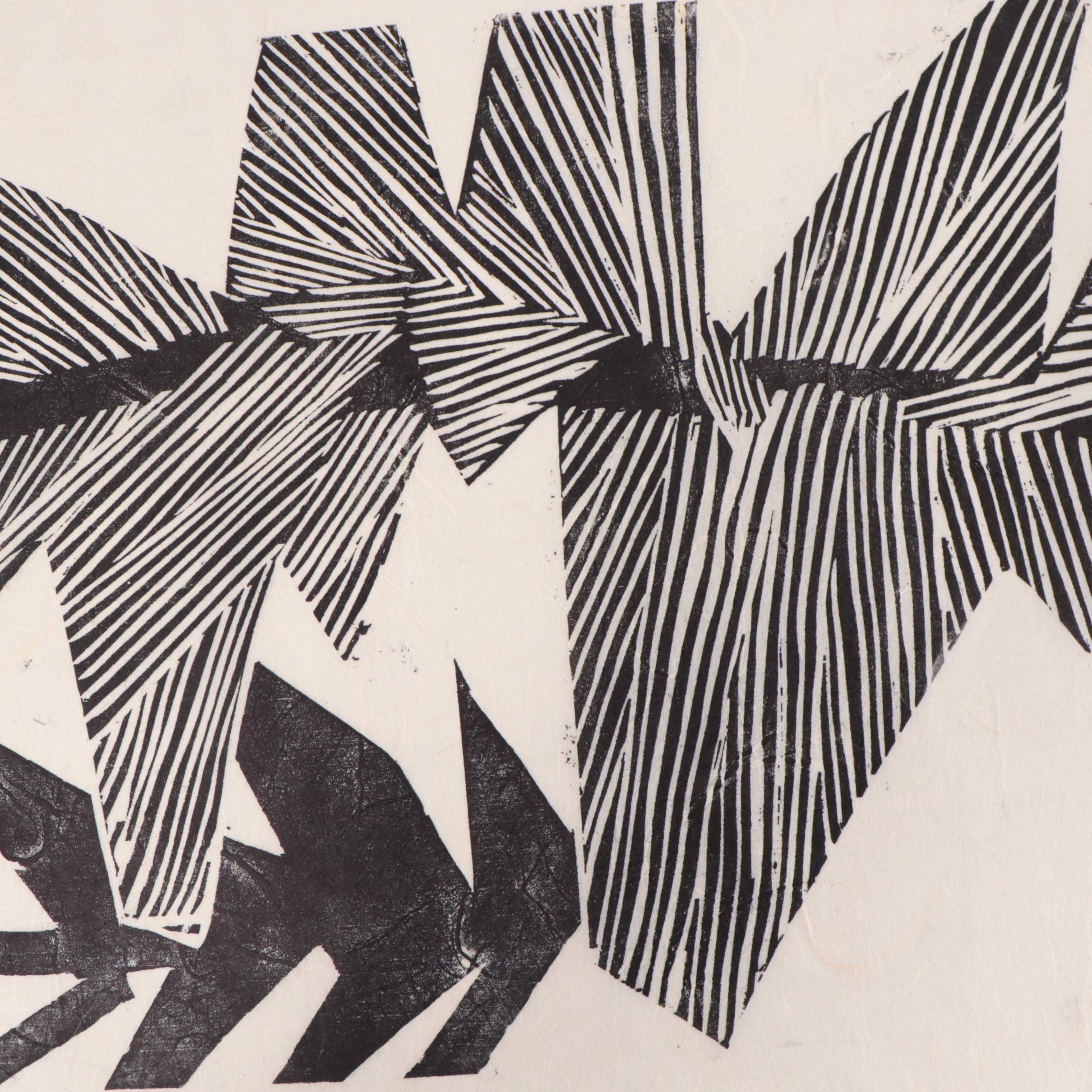 Leonard Maurer Non-objective Linocut Prints, Late 20th Century