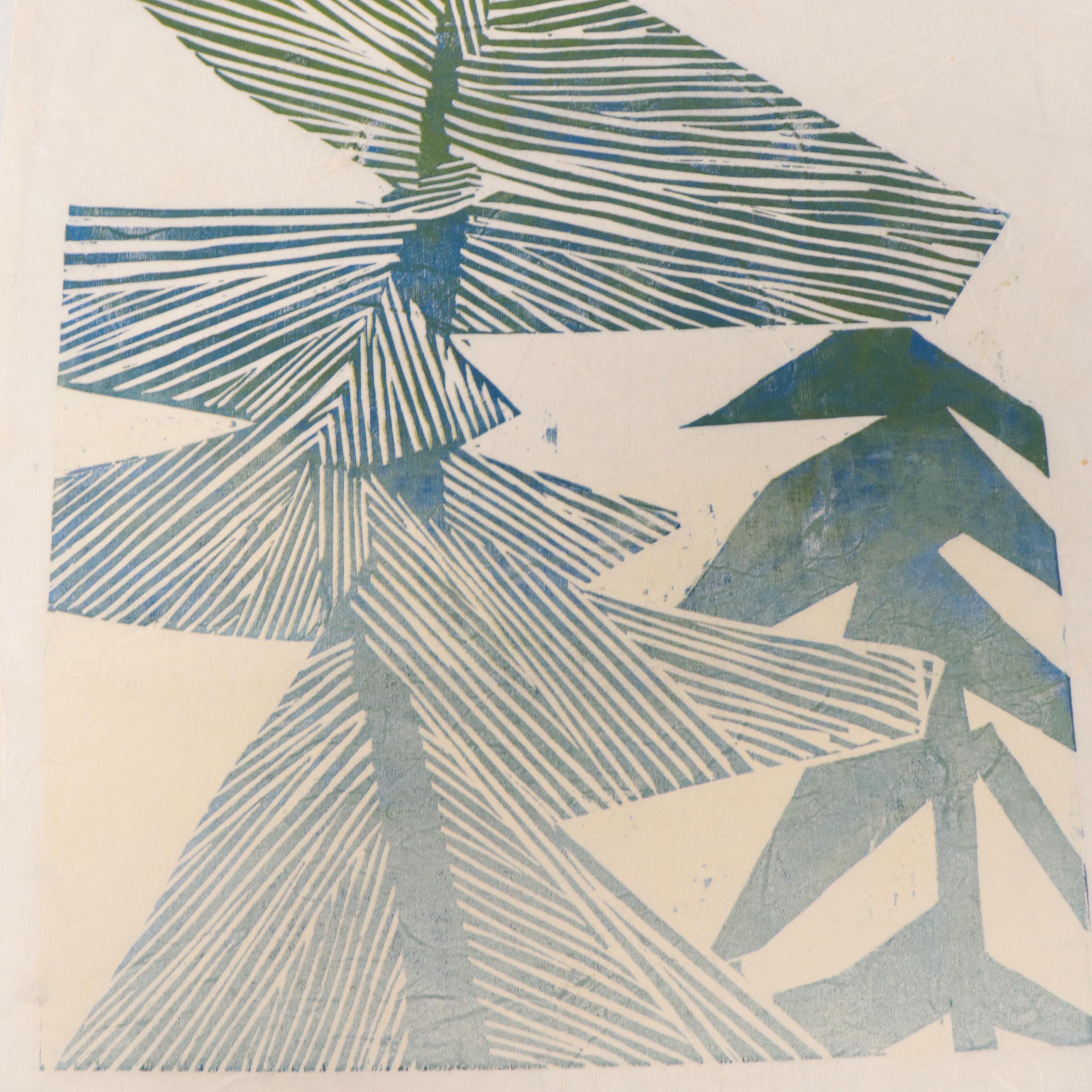 Leonard Maurer Non-objective Linocut Prints, Late 20th Century