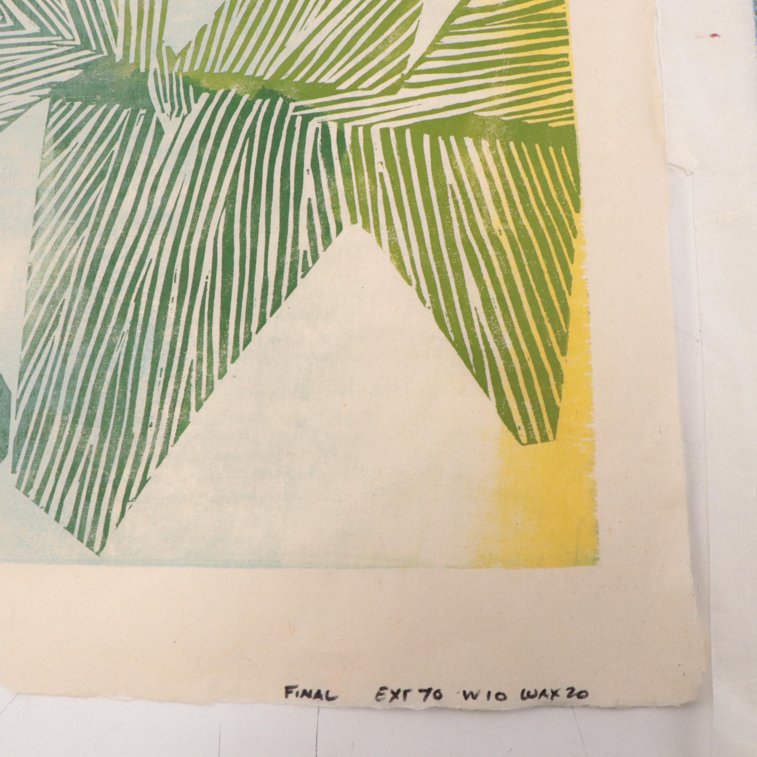 Leonard Maurer Non-objective Linocut Prints, Late 20th Century