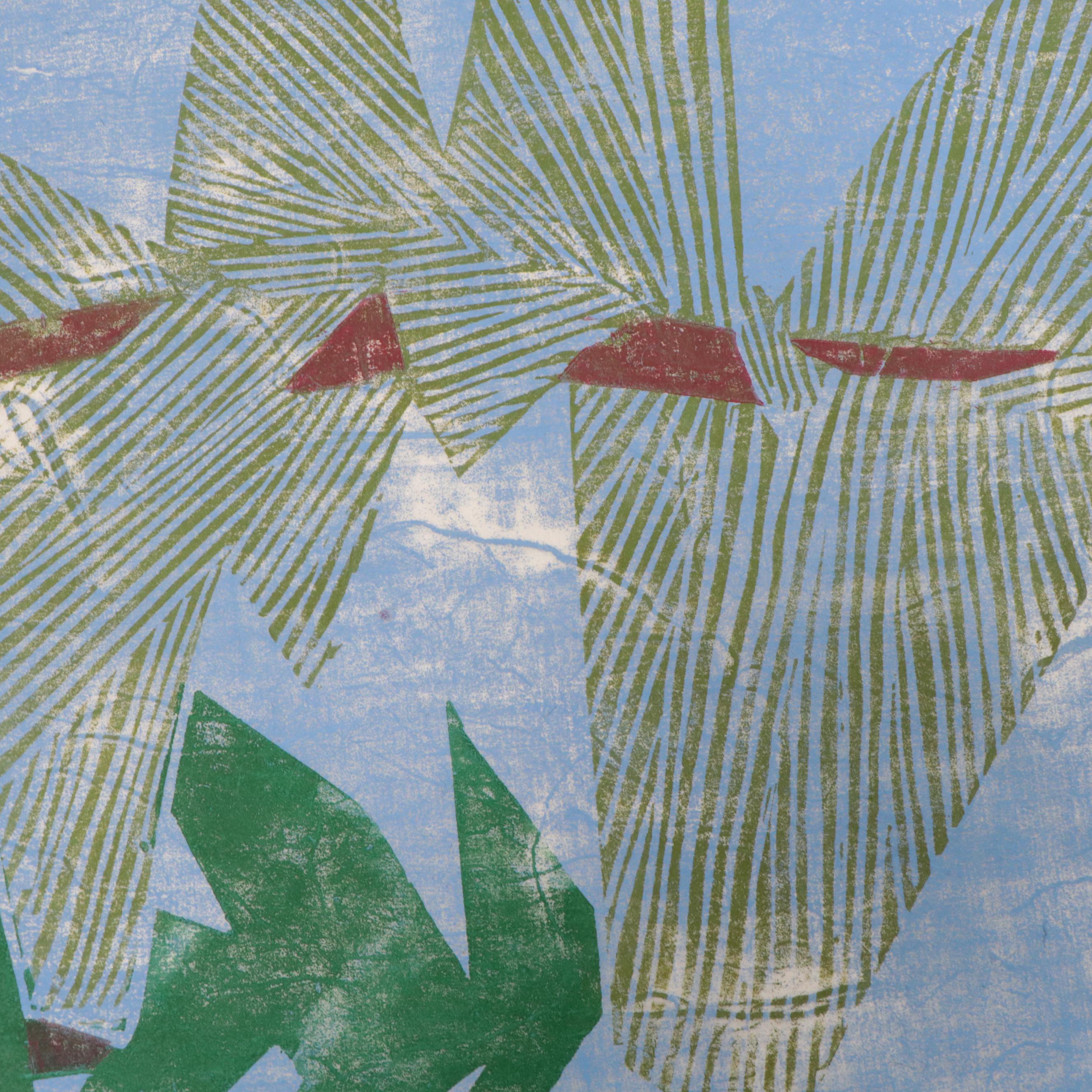 Leonard Maurer Non-objective Linocut Prints, Late 20th Century