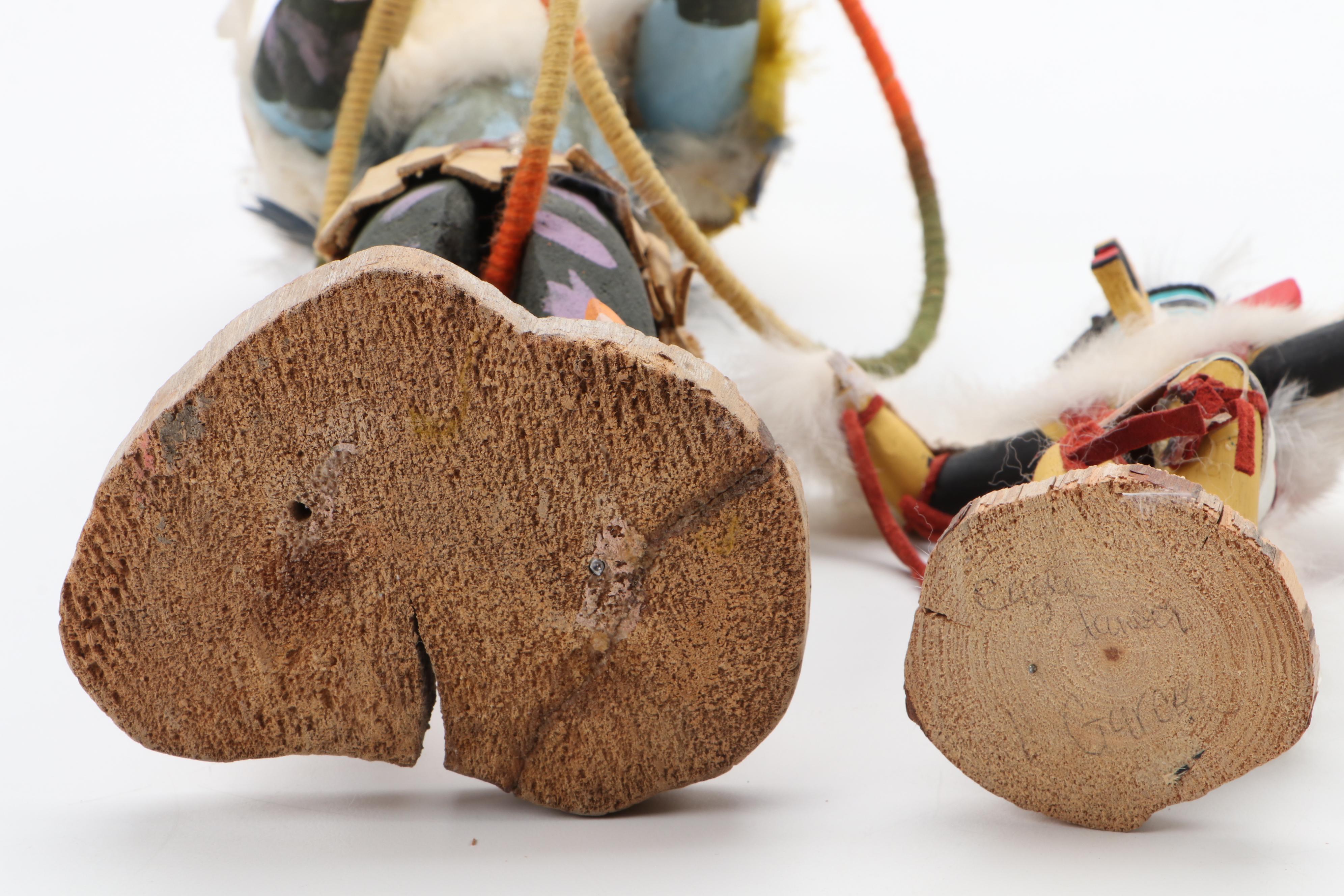 Signed "Coyote Dancer" and Other Hopi Kachina Dolls