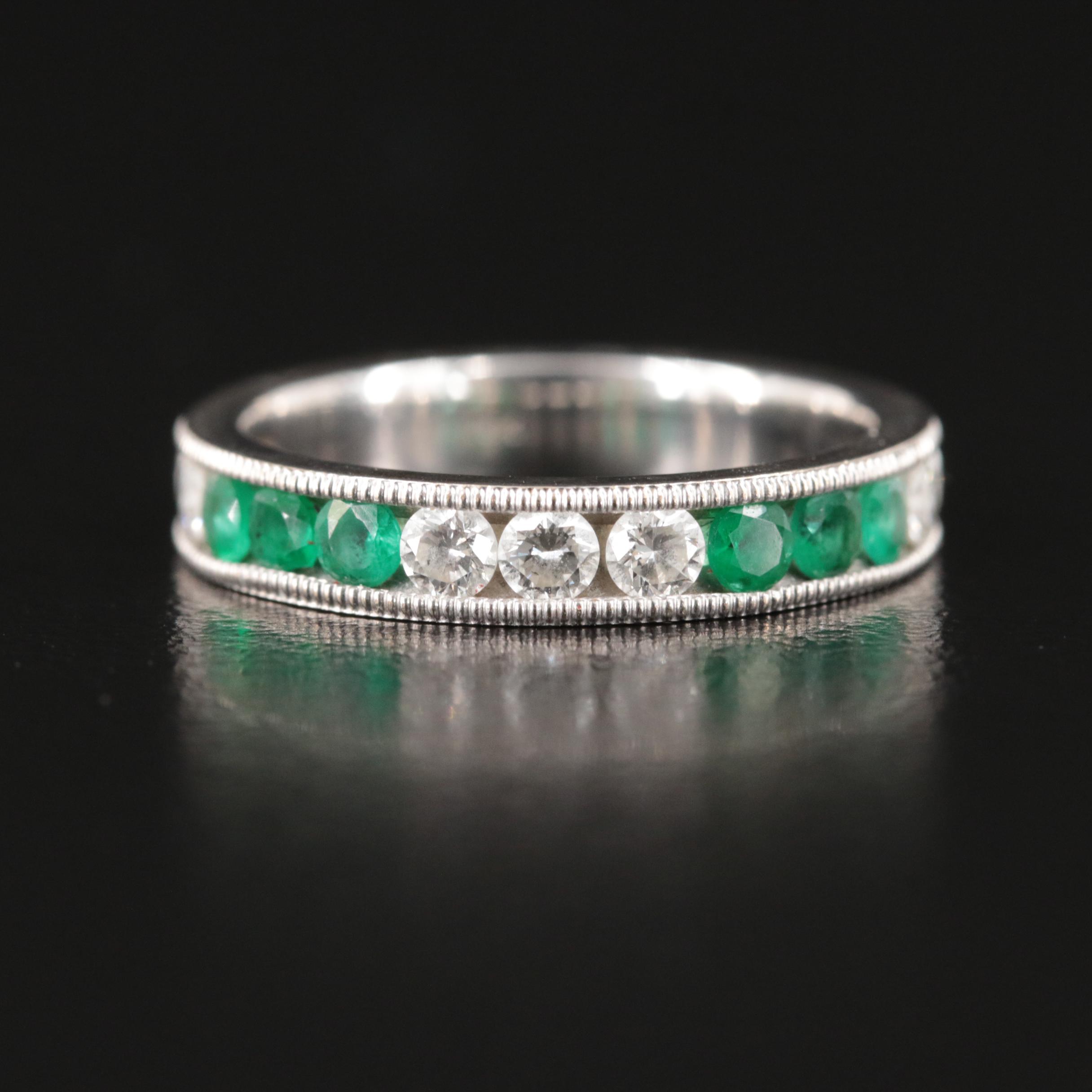 18K Diamond and Emerald Band