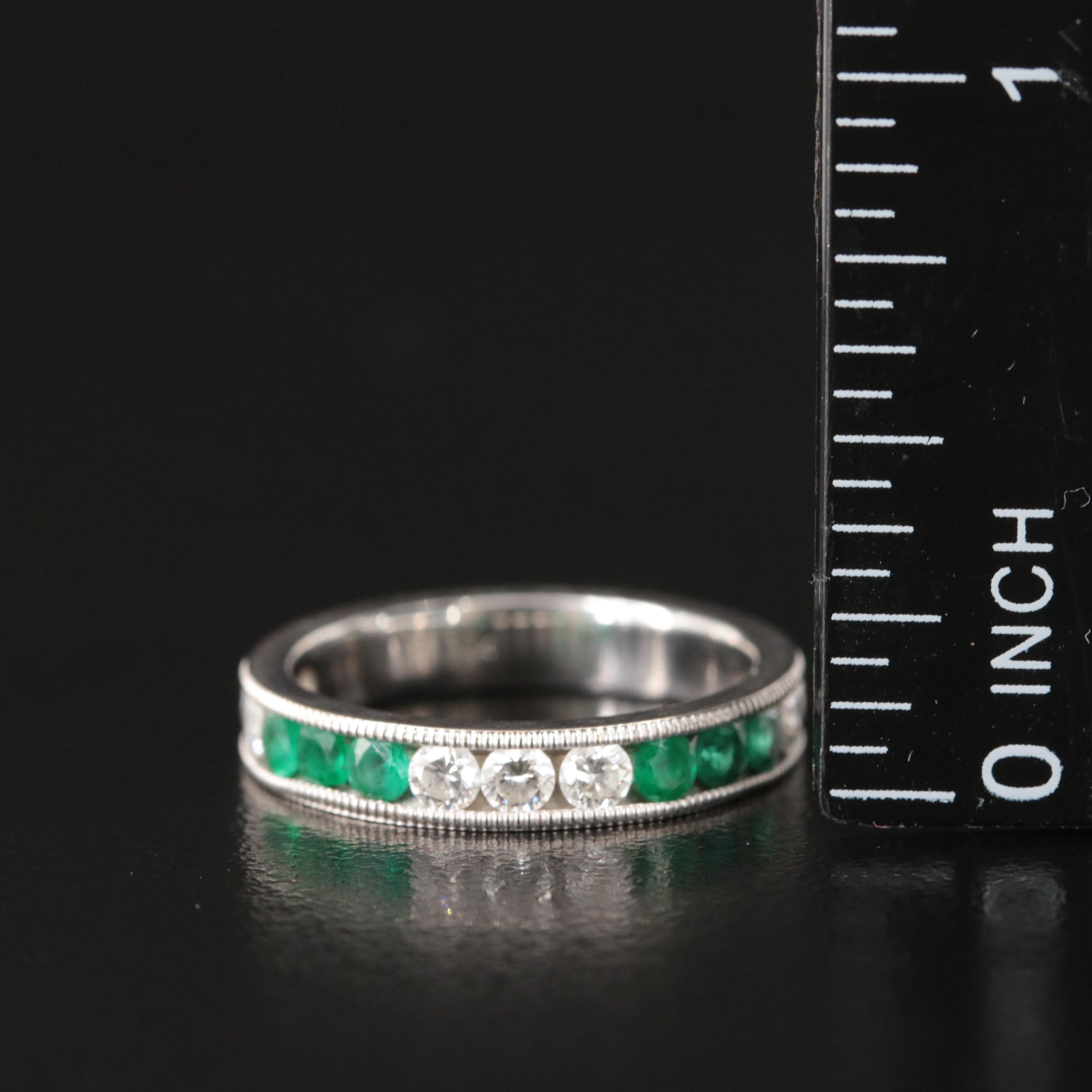 18K Diamond and Emerald Band