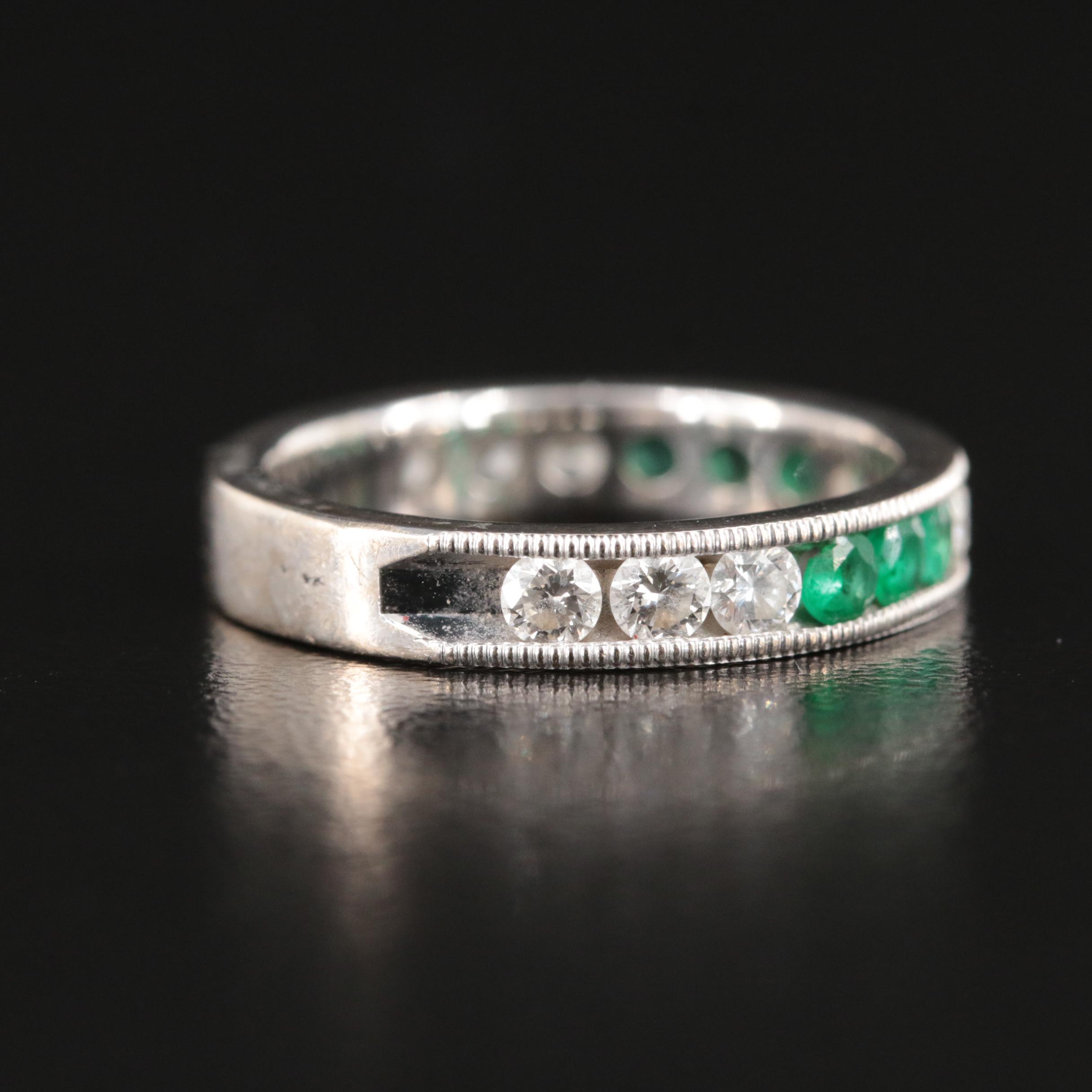 18K Diamond and Emerald Band