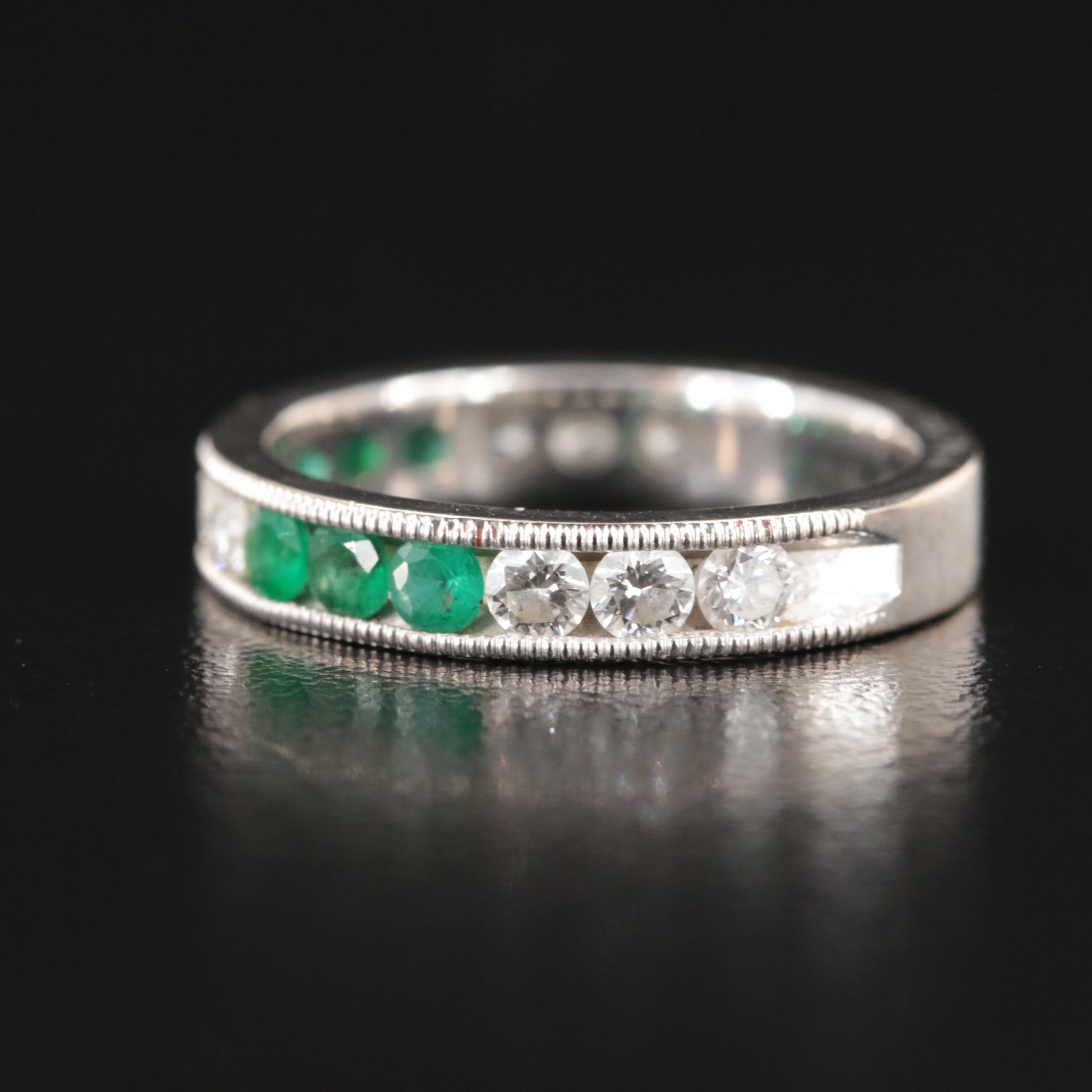 18K Diamond and Emerald Band