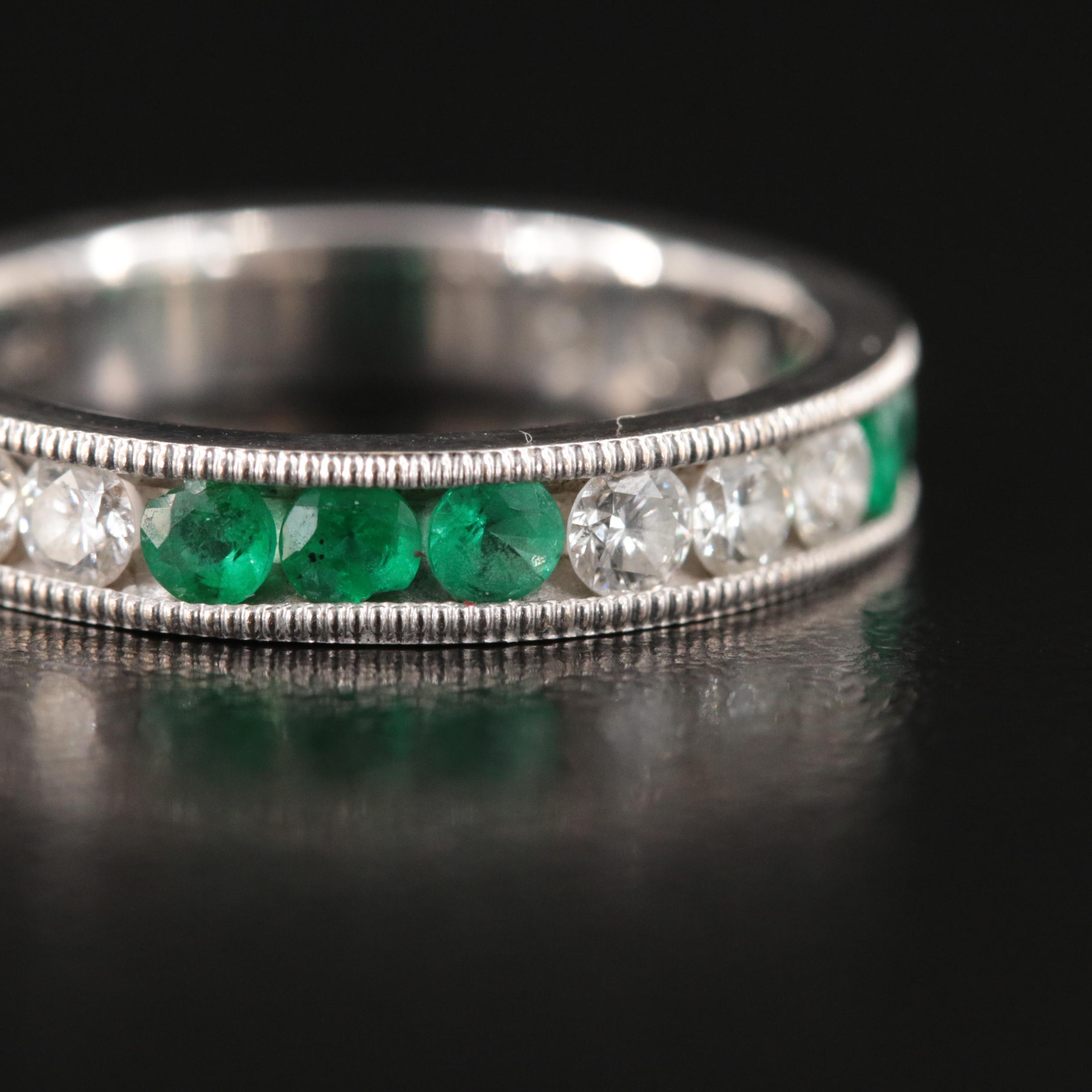 18K Diamond and Emerald Band