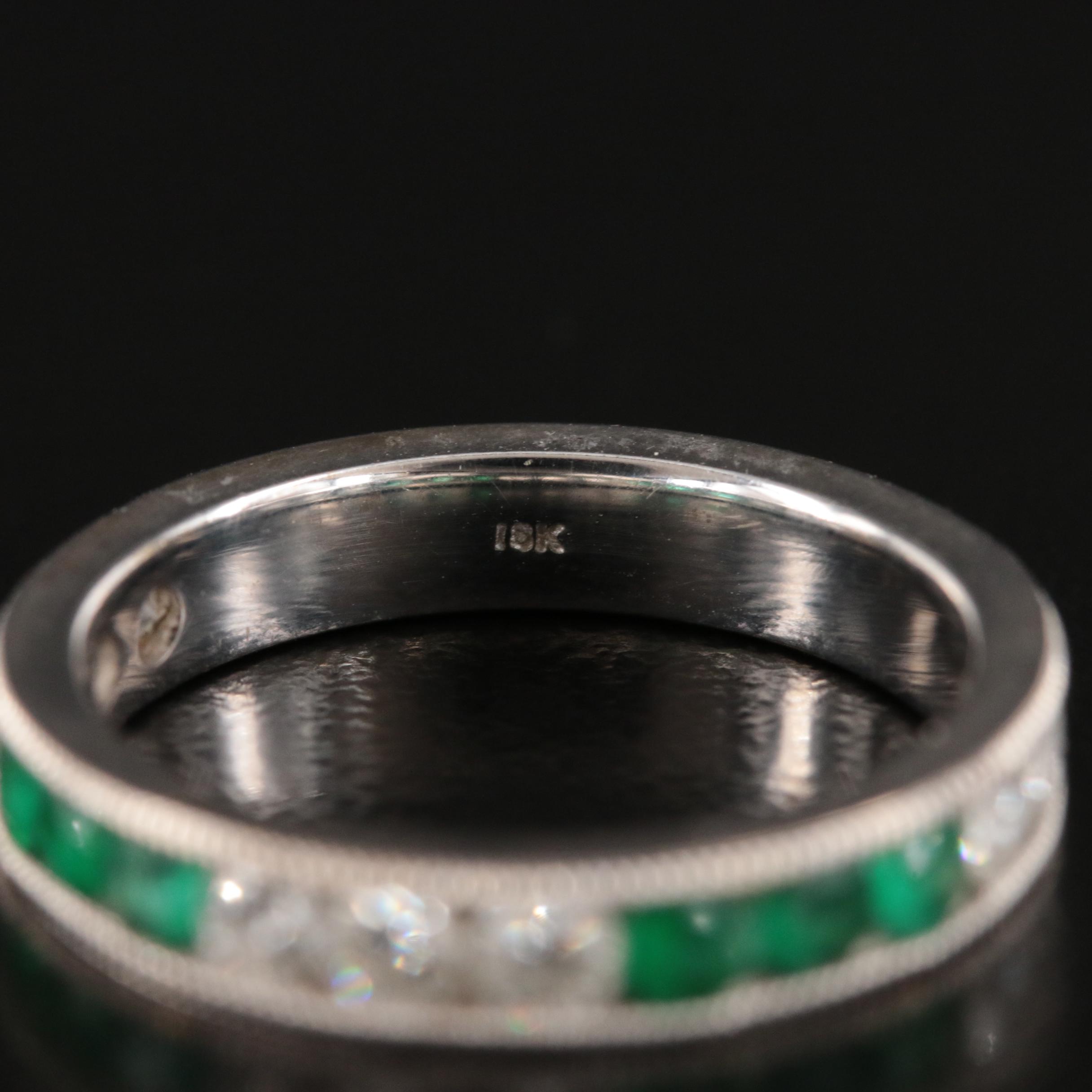 18K Diamond and Emerald Band