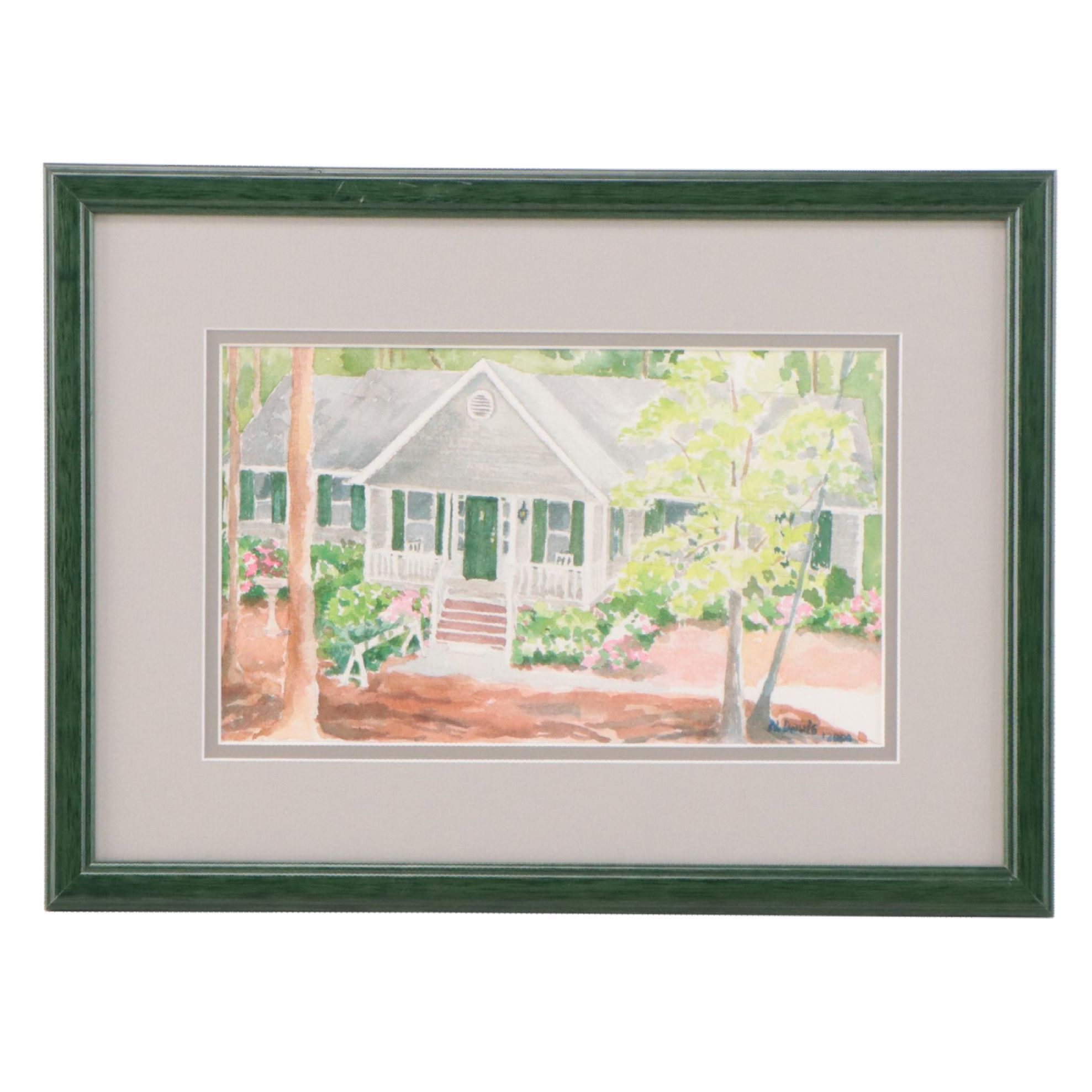 N. Davis Watercolor Painting of House, 2000