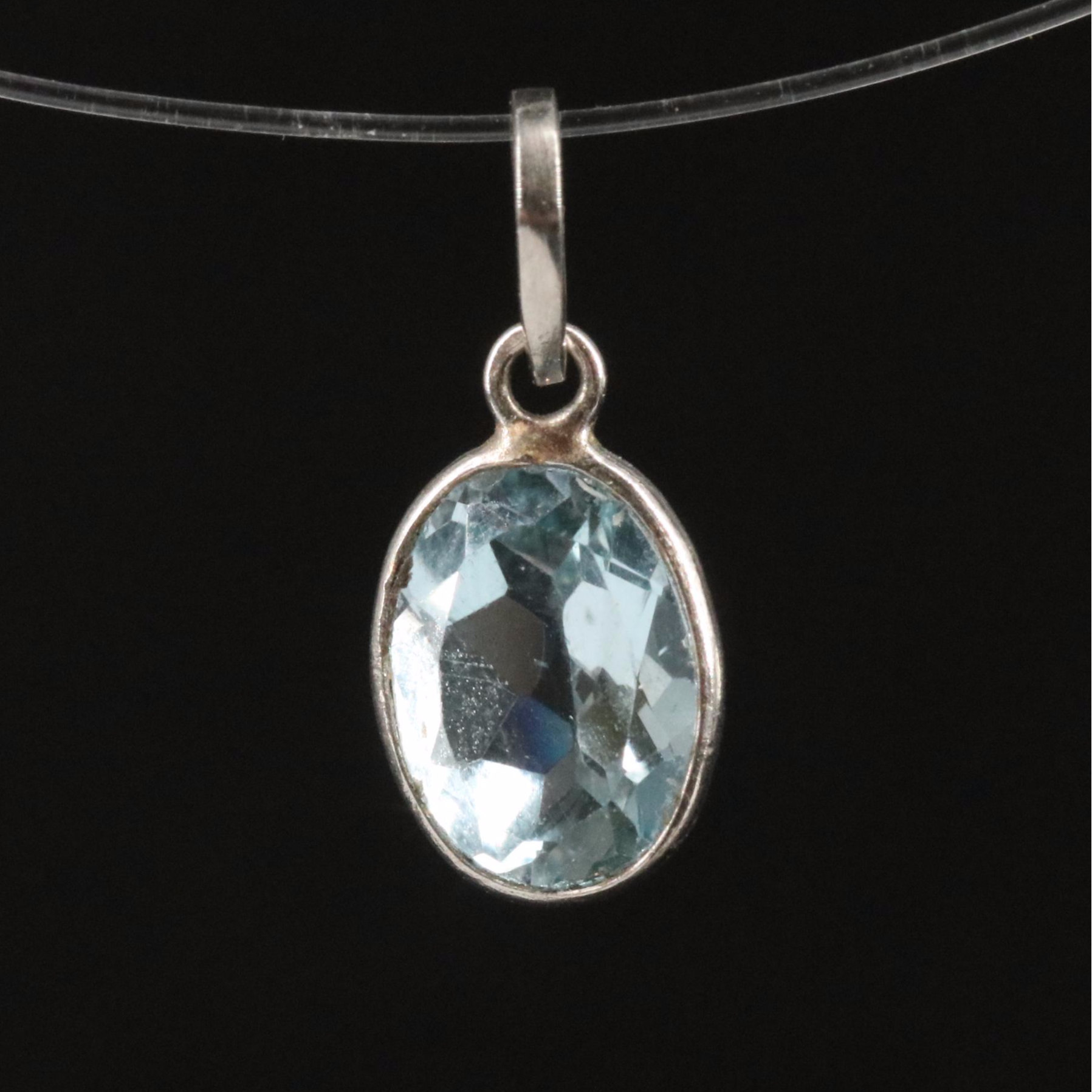 14K Blue Topaz Pendant
