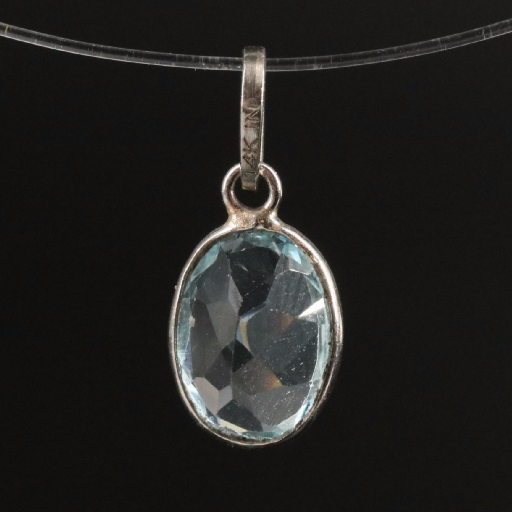 14K Blue Topaz Pendant