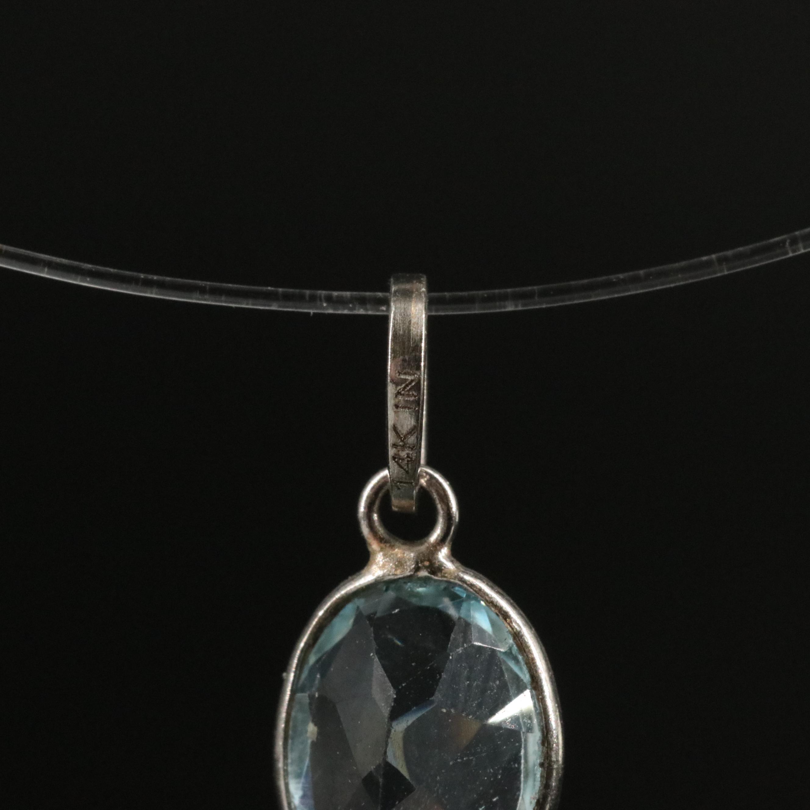 14K Blue Topaz Pendant