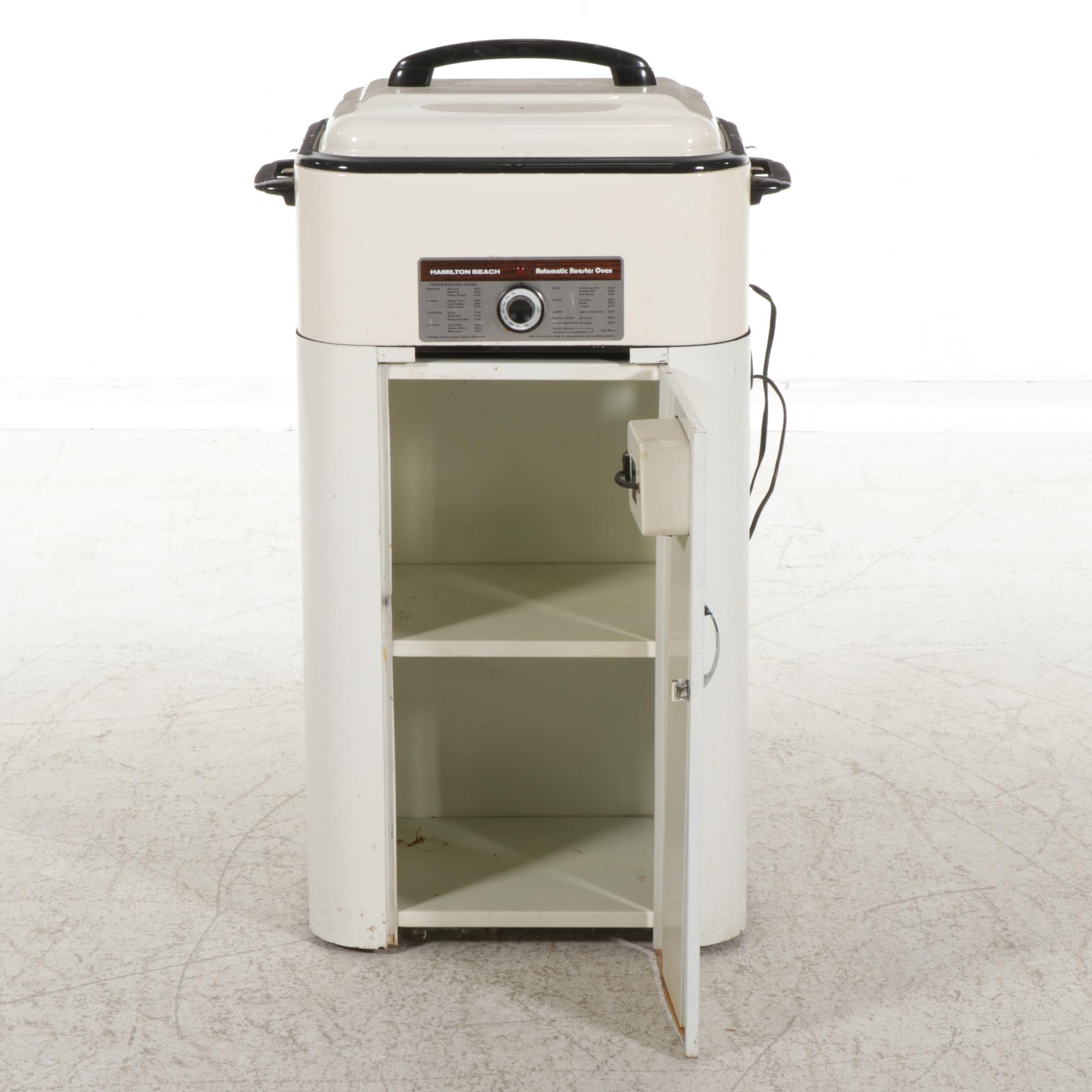 Hamilton Beach Electric Roaster Oven on Westinghouse Cabinet Stand