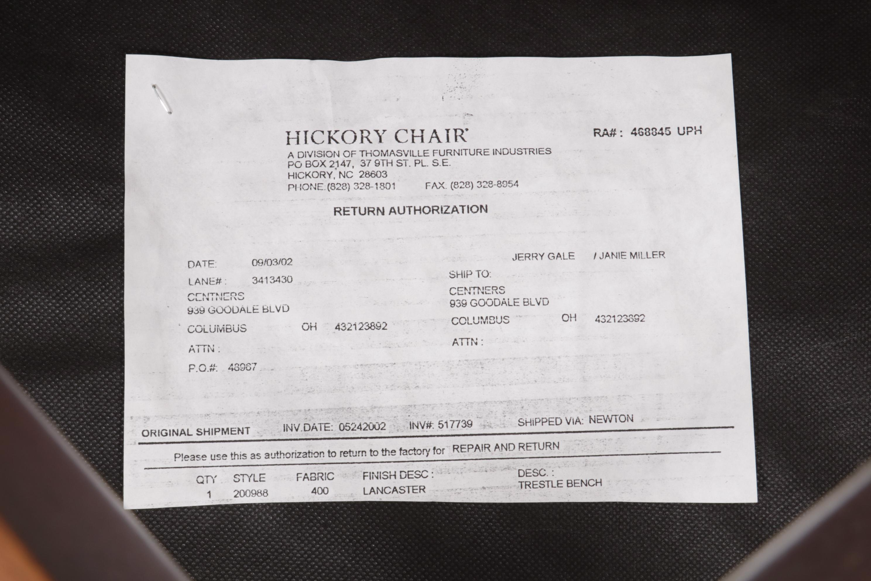 Mark Hampton for Hickory Chair "Thomas O'Brien Collection" Hall Bench