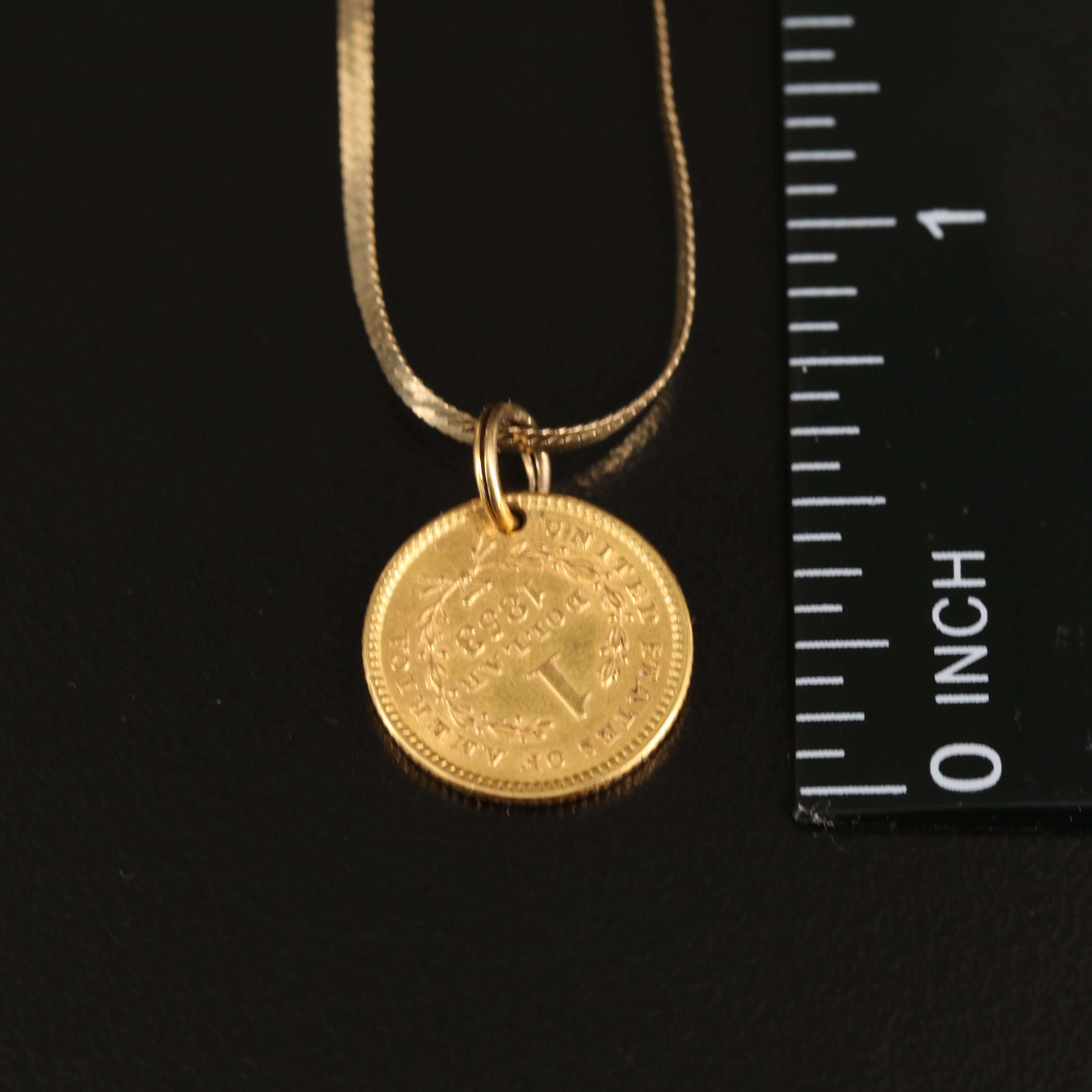 14K Bracelets Including an 1853 Liberty Head Type I Gold Dollar