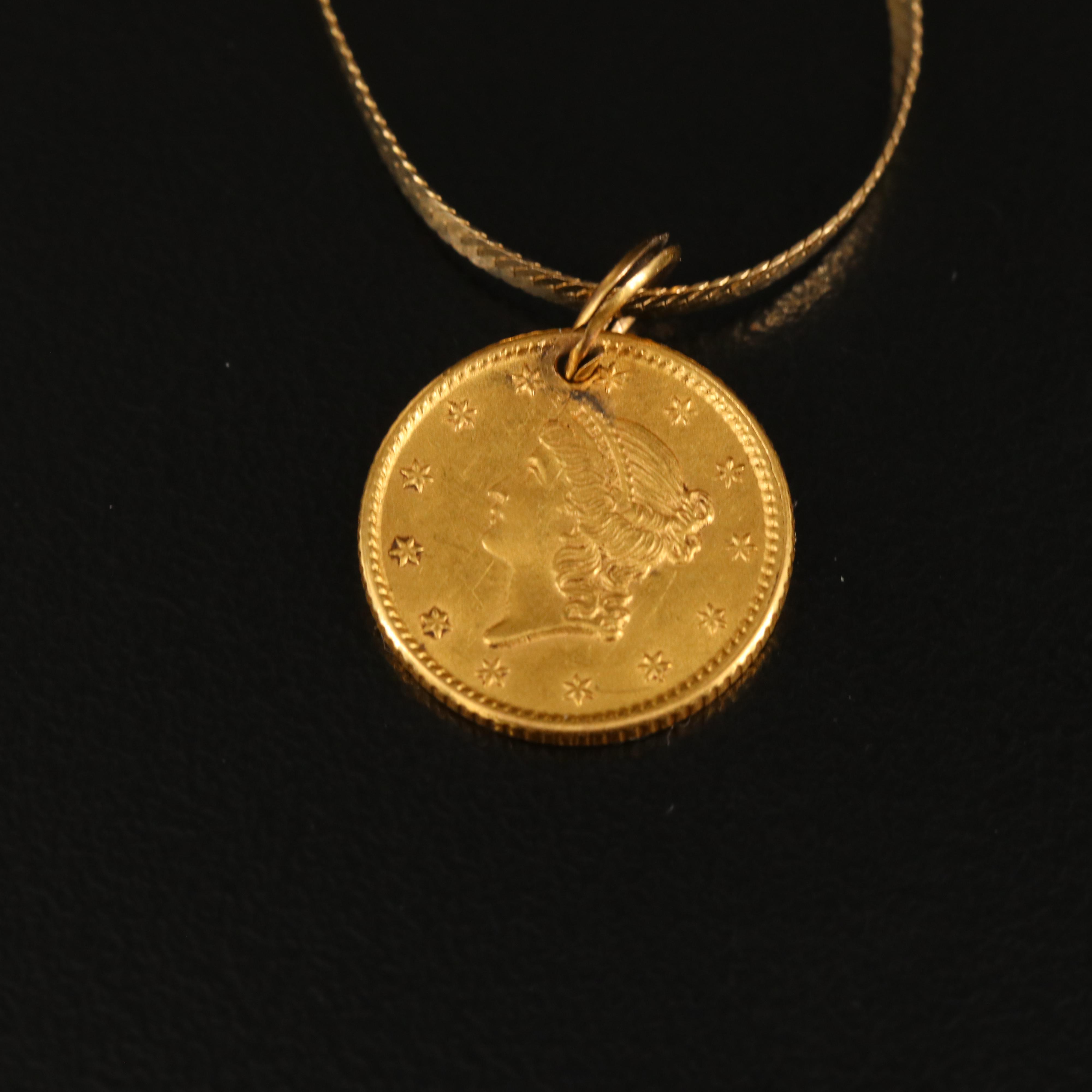 14K Bracelets Including an 1853 Liberty Head Type I Gold Dollar