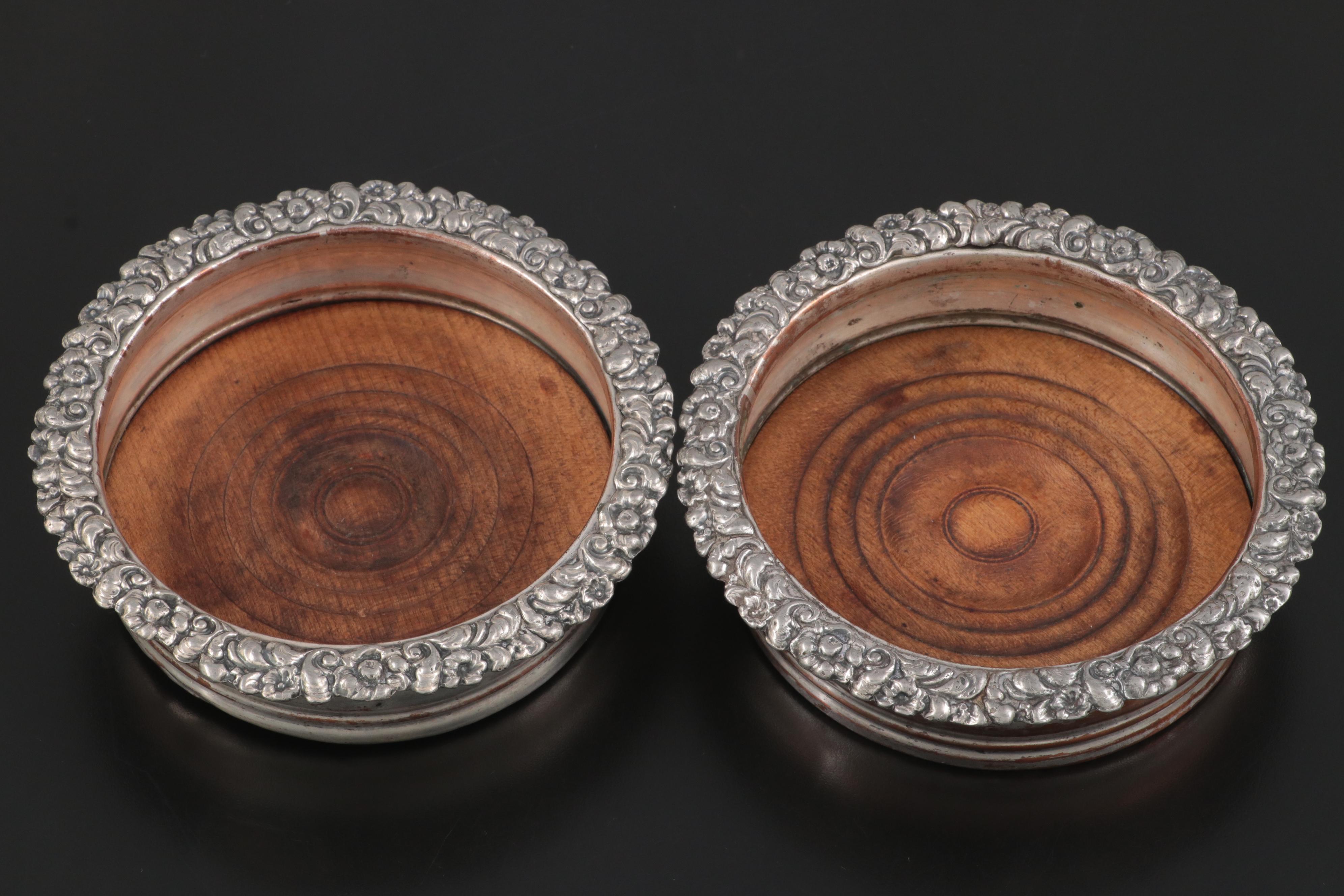 Silver Plated Wine Bottle Coasters