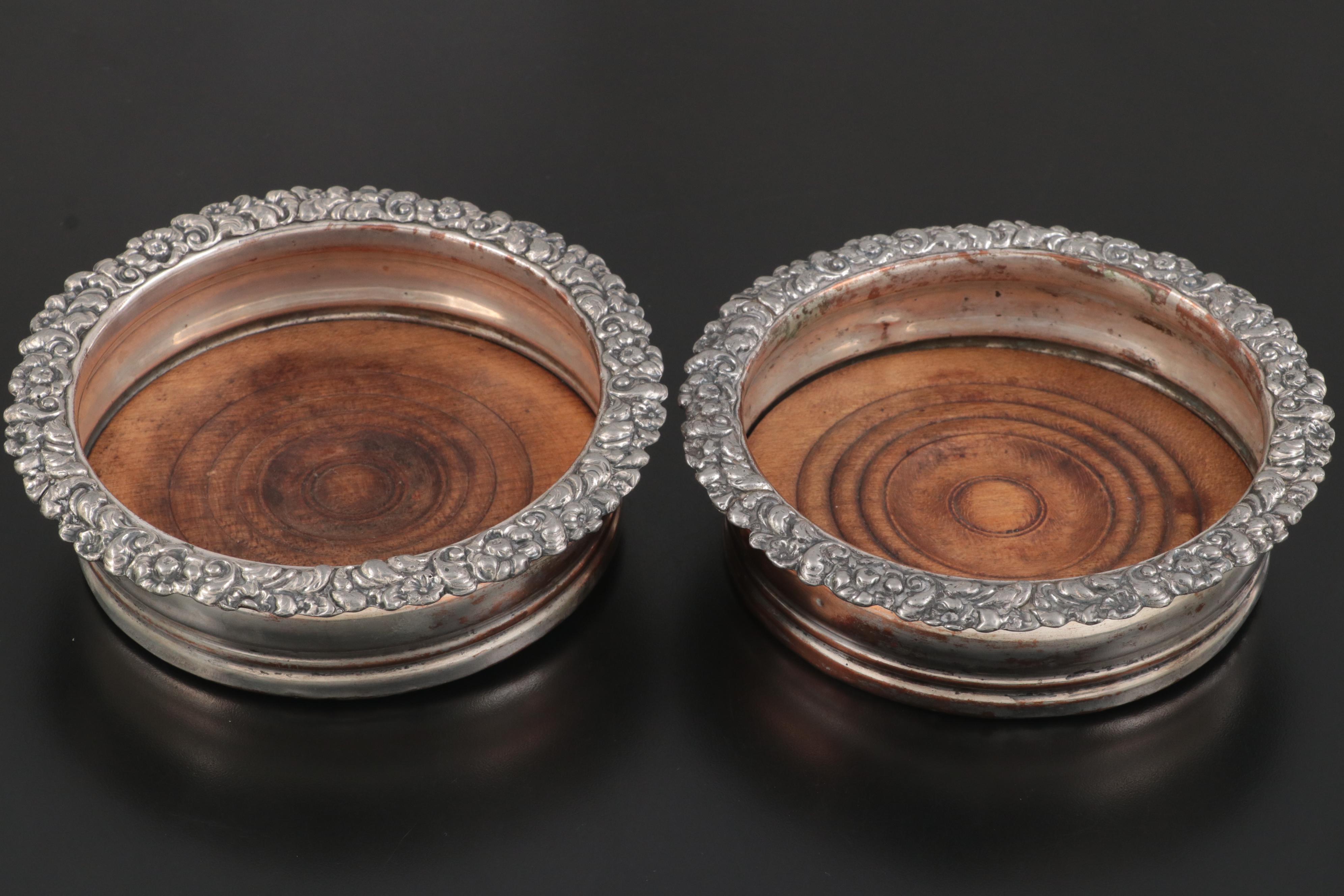 Silver Plated Wine Bottle Coasters