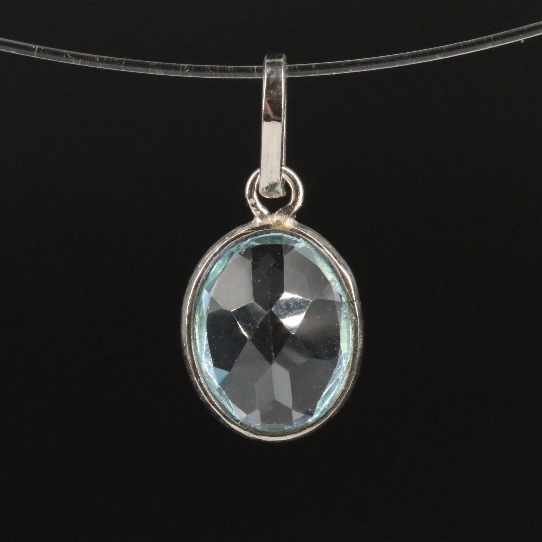 14K Blue Topaz Pendant
