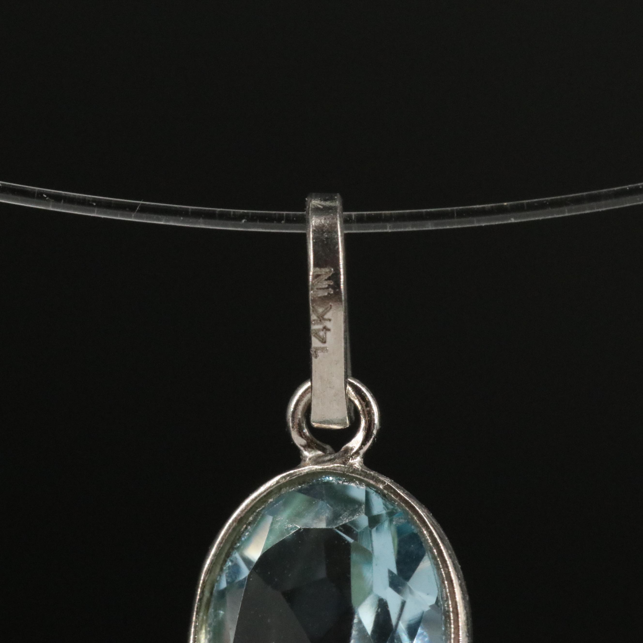 14K Blue Topaz Pendant