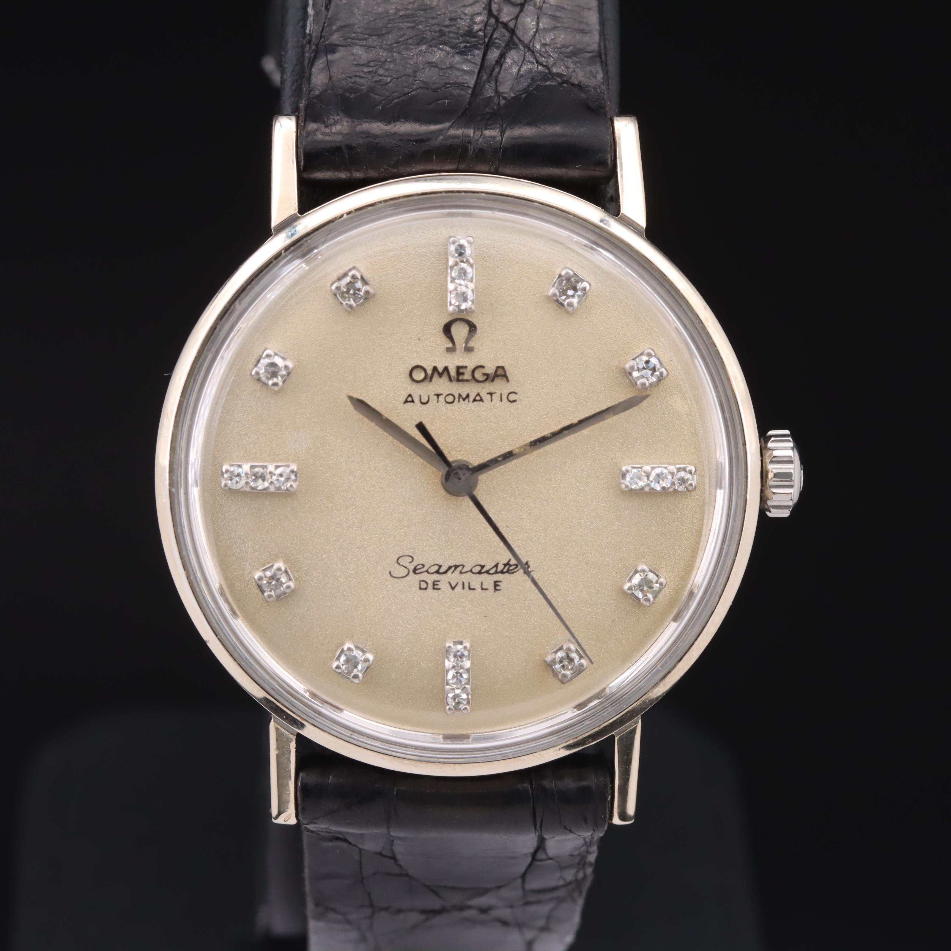 1966 Omega Seamaster DeVille 14K Automatic Diamond Dial Watch