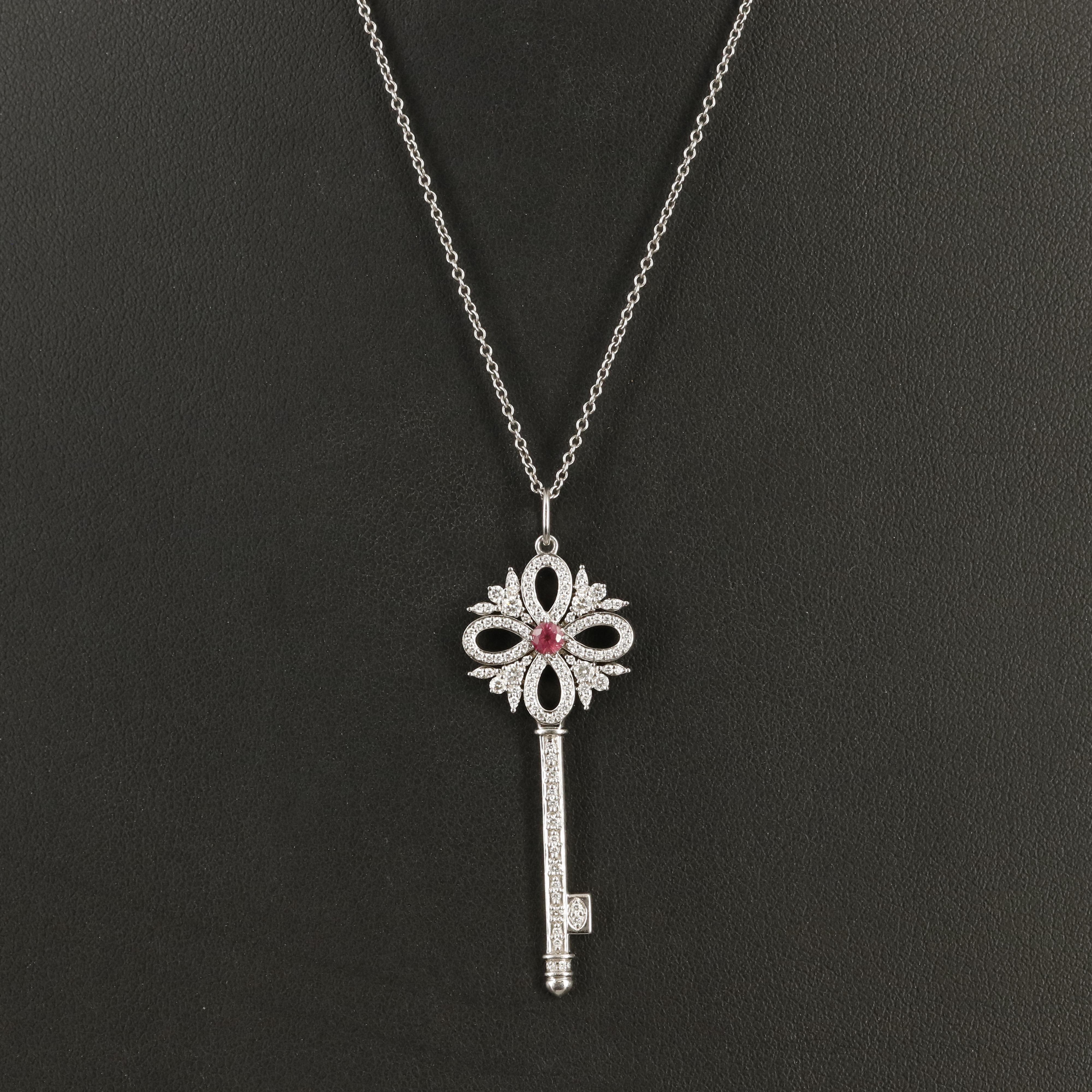 Tiffany & Co. "Tiffany Keys" Ruby and Diamond Victoria Key Pendant Necklace