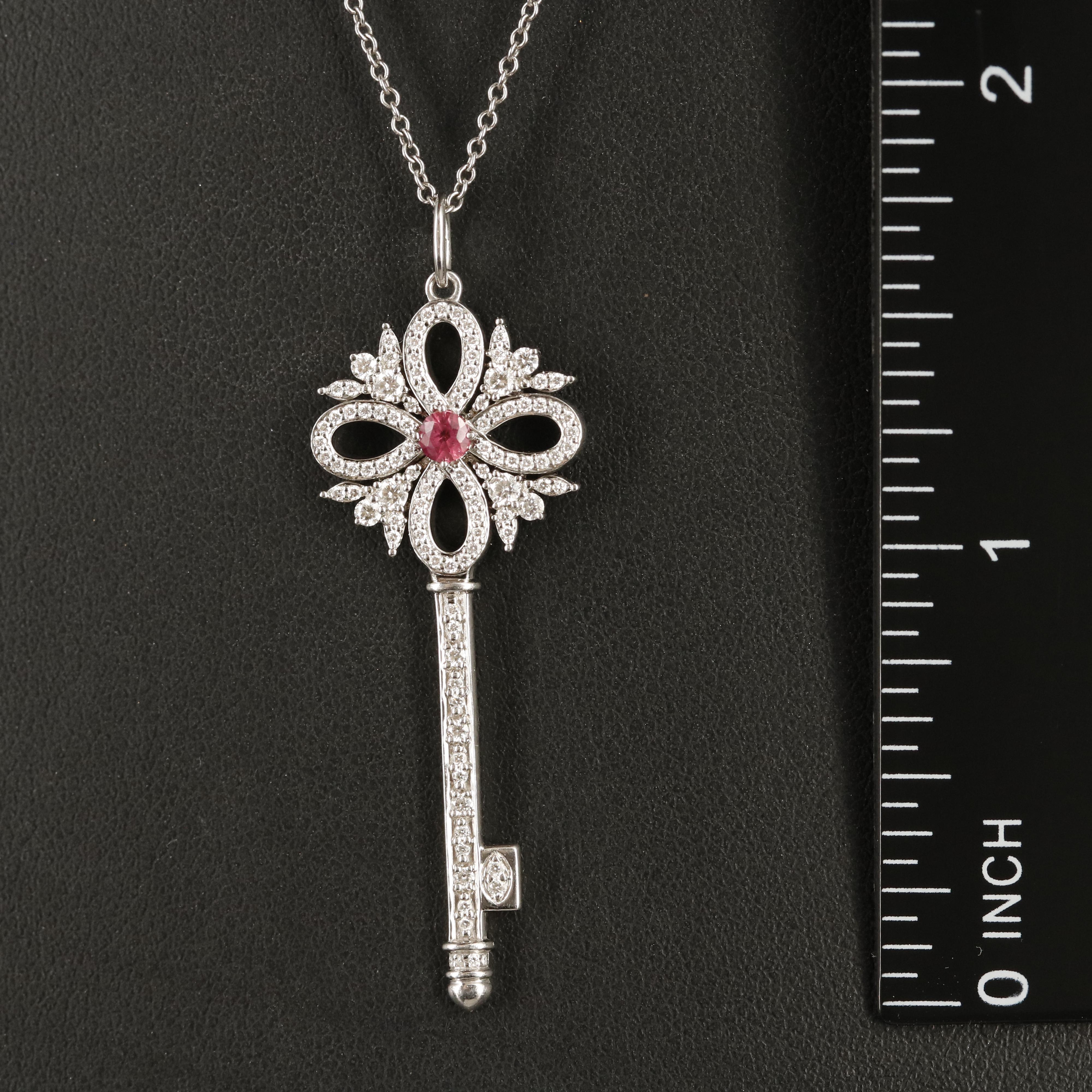 Tiffany & Co. "Tiffany Keys" Ruby and Diamond Victoria Key Pendant Necklace
