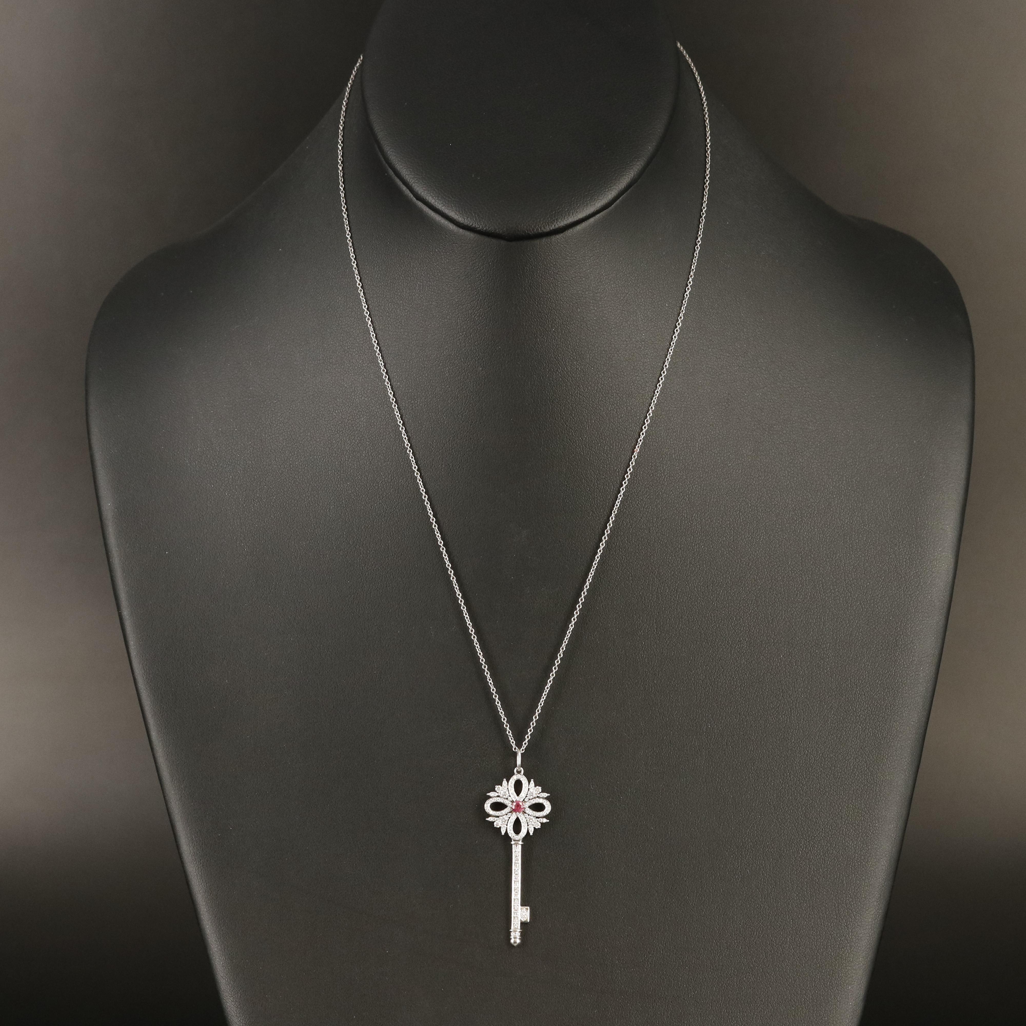 Tiffany & Co. "Tiffany Keys" Ruby and Diamond Victoria Key Pendant Necklace