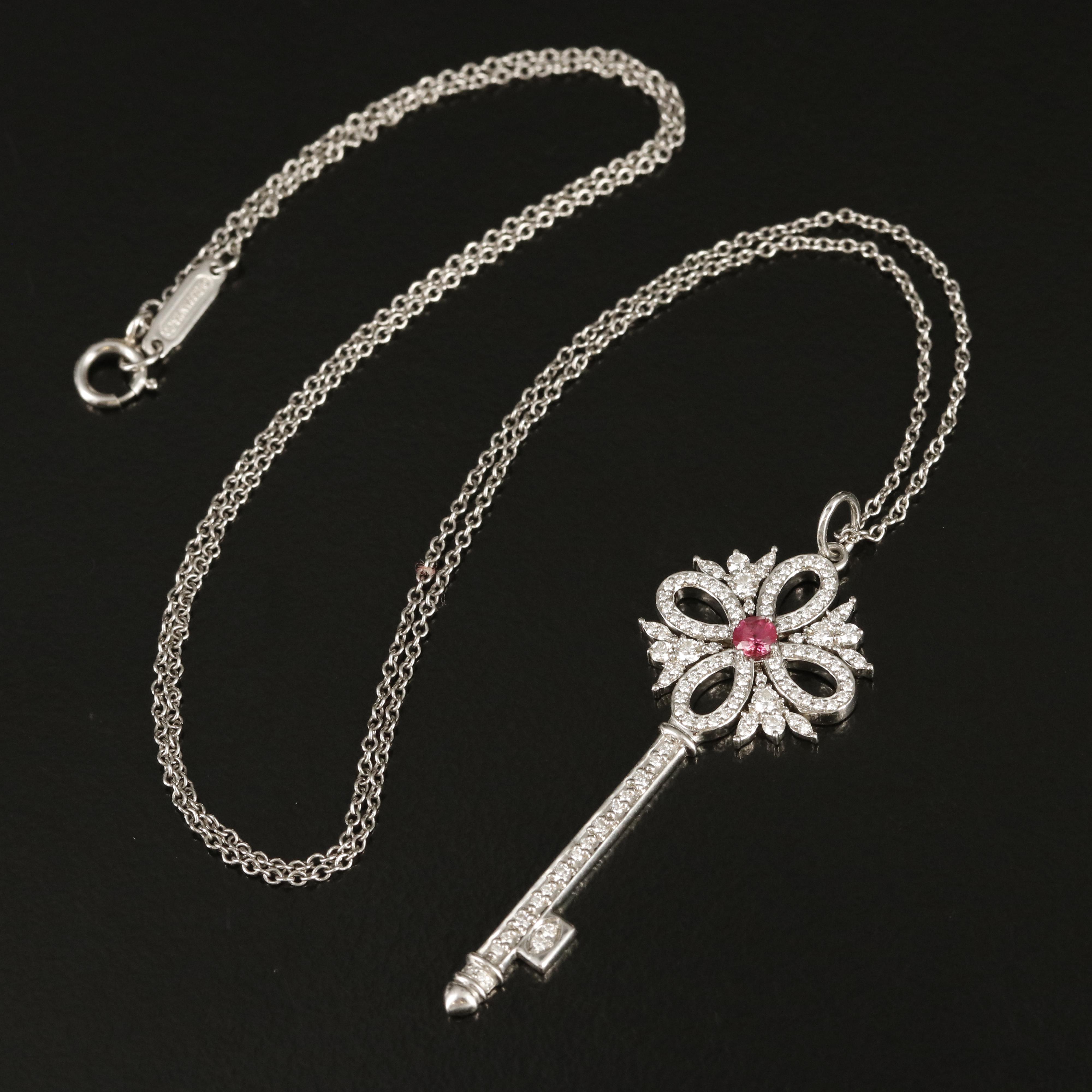 Tiffany & Co. "Tiffany Keys" Ruby and Diamond Victoria Key Pendant Necklace