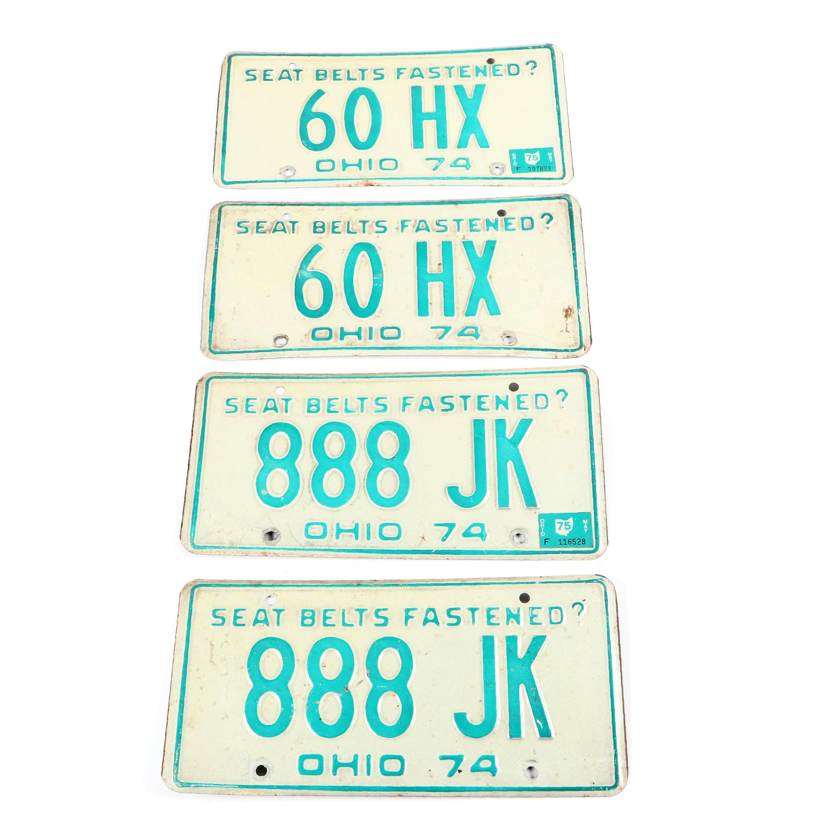 Metal Ohio License Plates, 1974