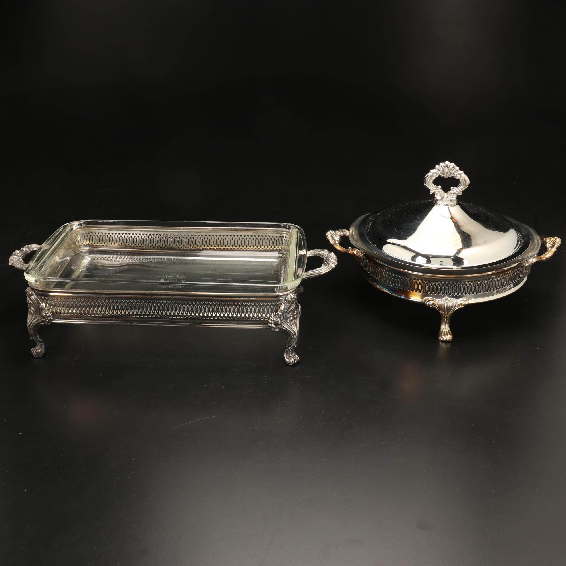 Pair of Kirk-Stieff Pewter Jefferson Cups and Other Silver Plate Serveware