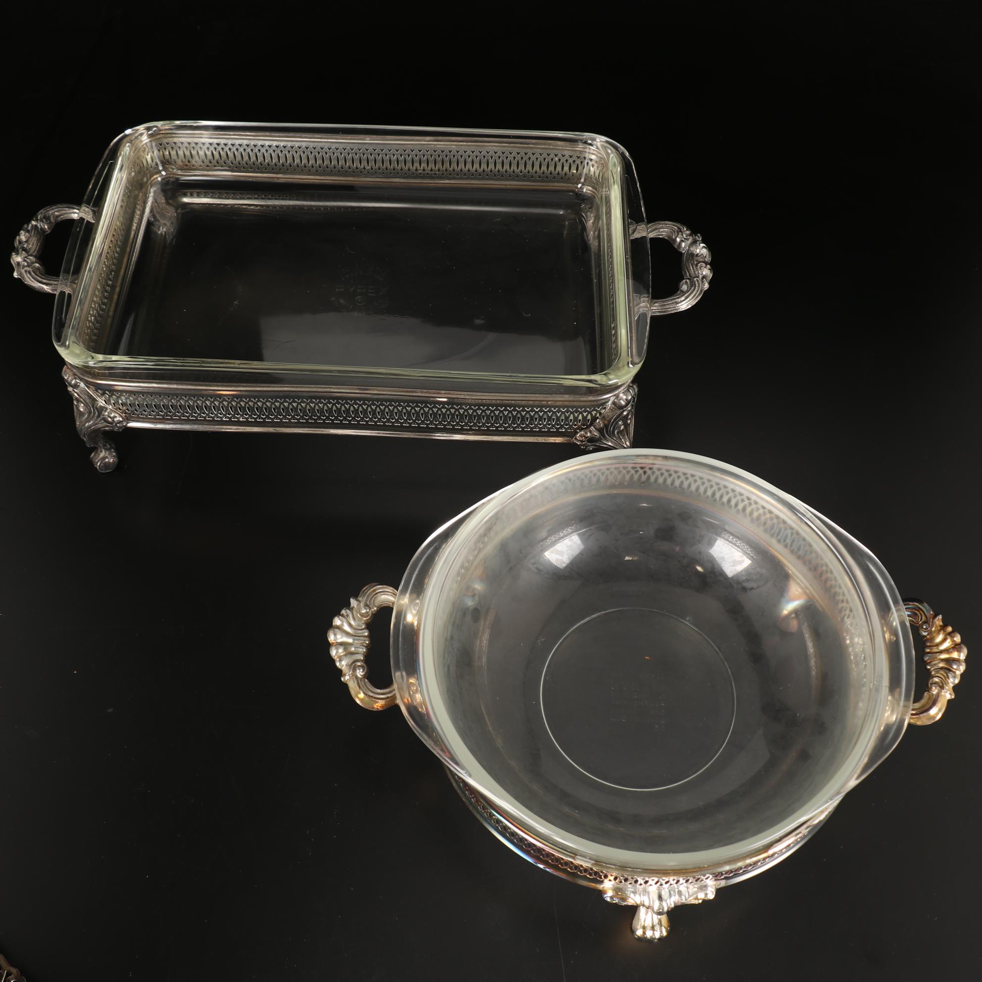 Pair of Kirk-Stieff Pewter Jefferson Cups and Other Silver Plate Serveware