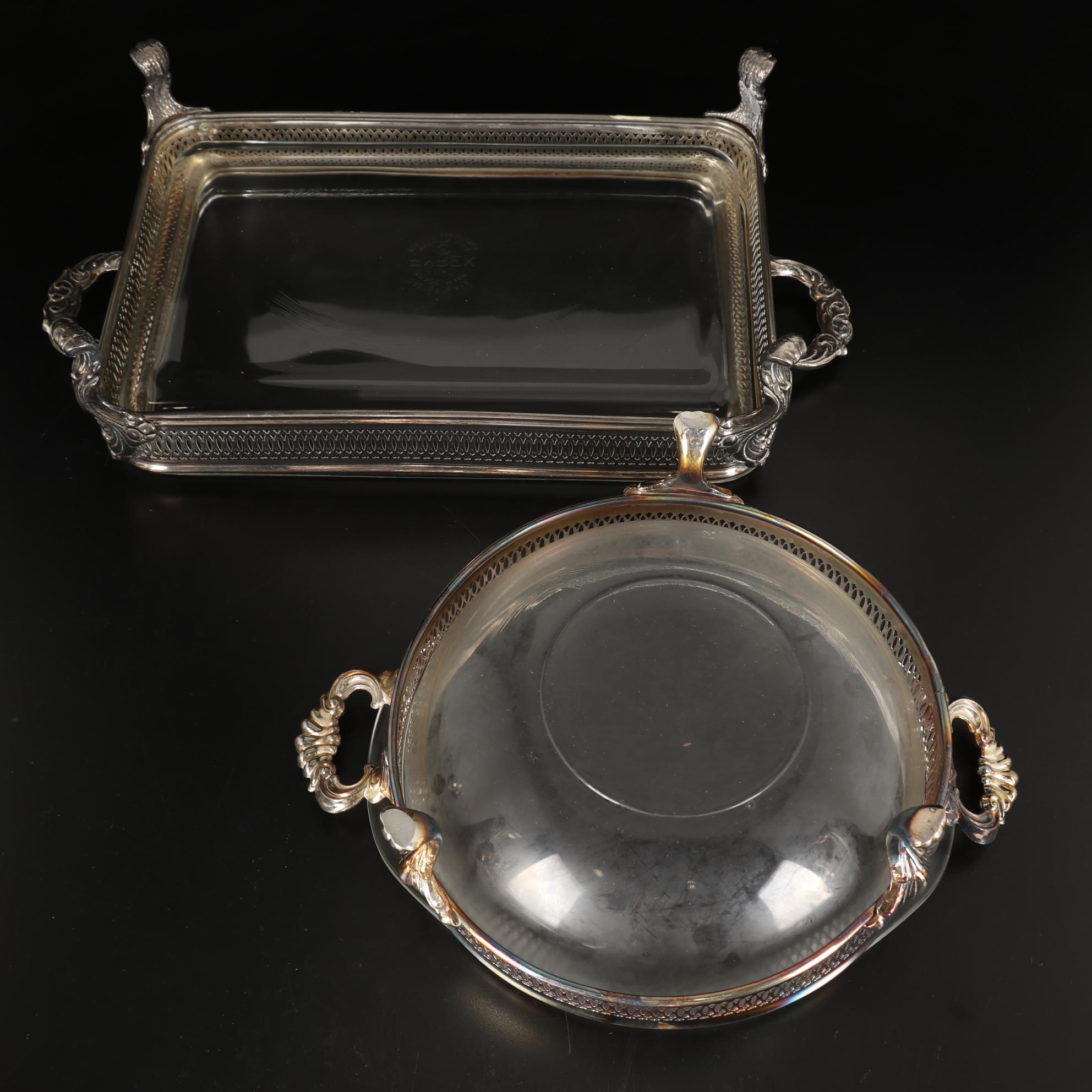 Pair of Kirk-Stieff Pewter Jefferson Cups and Other Silver Plate Serveware