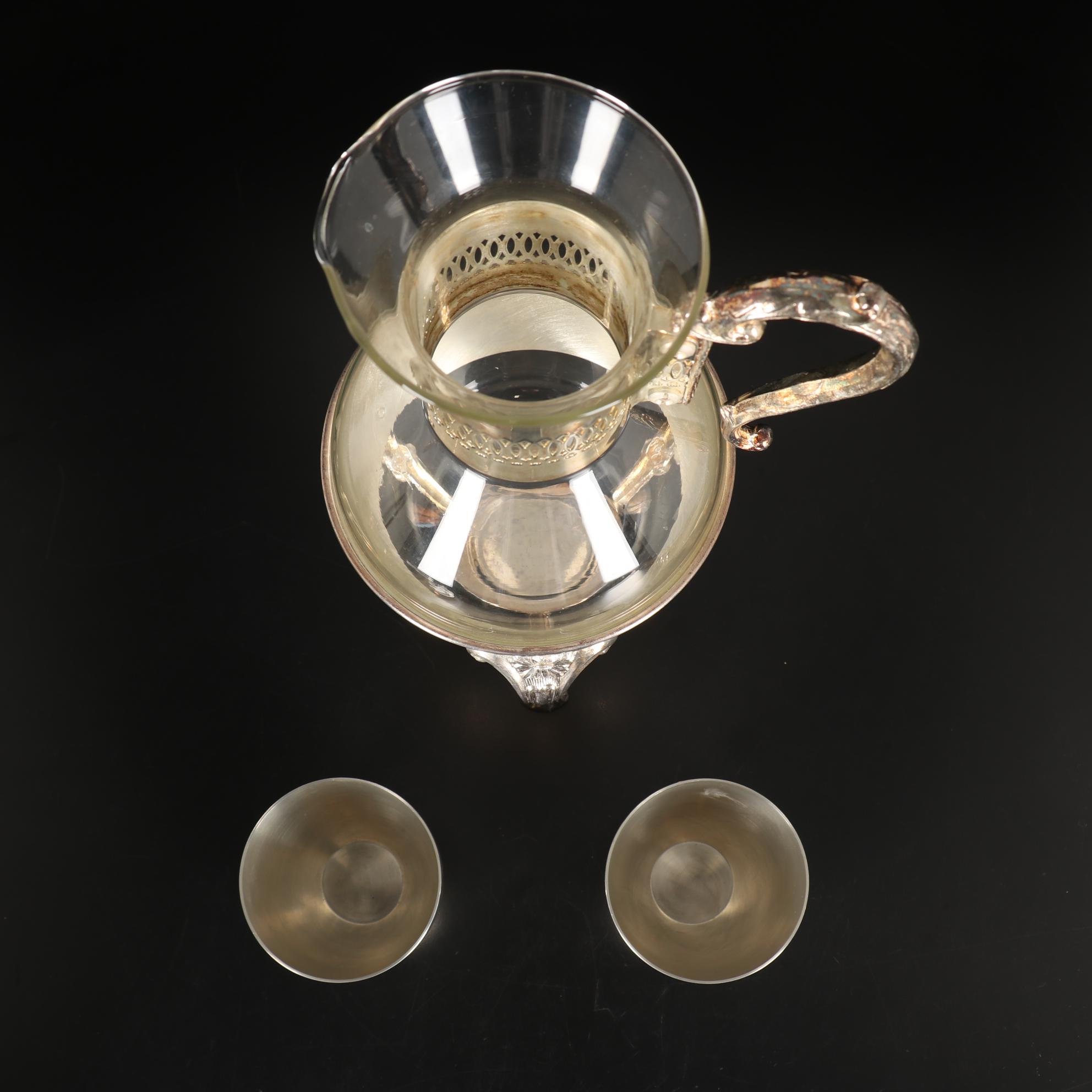 Pair of Kirk-Stieff Pewter Jefferson Cups and Other Silver Plate Serveware