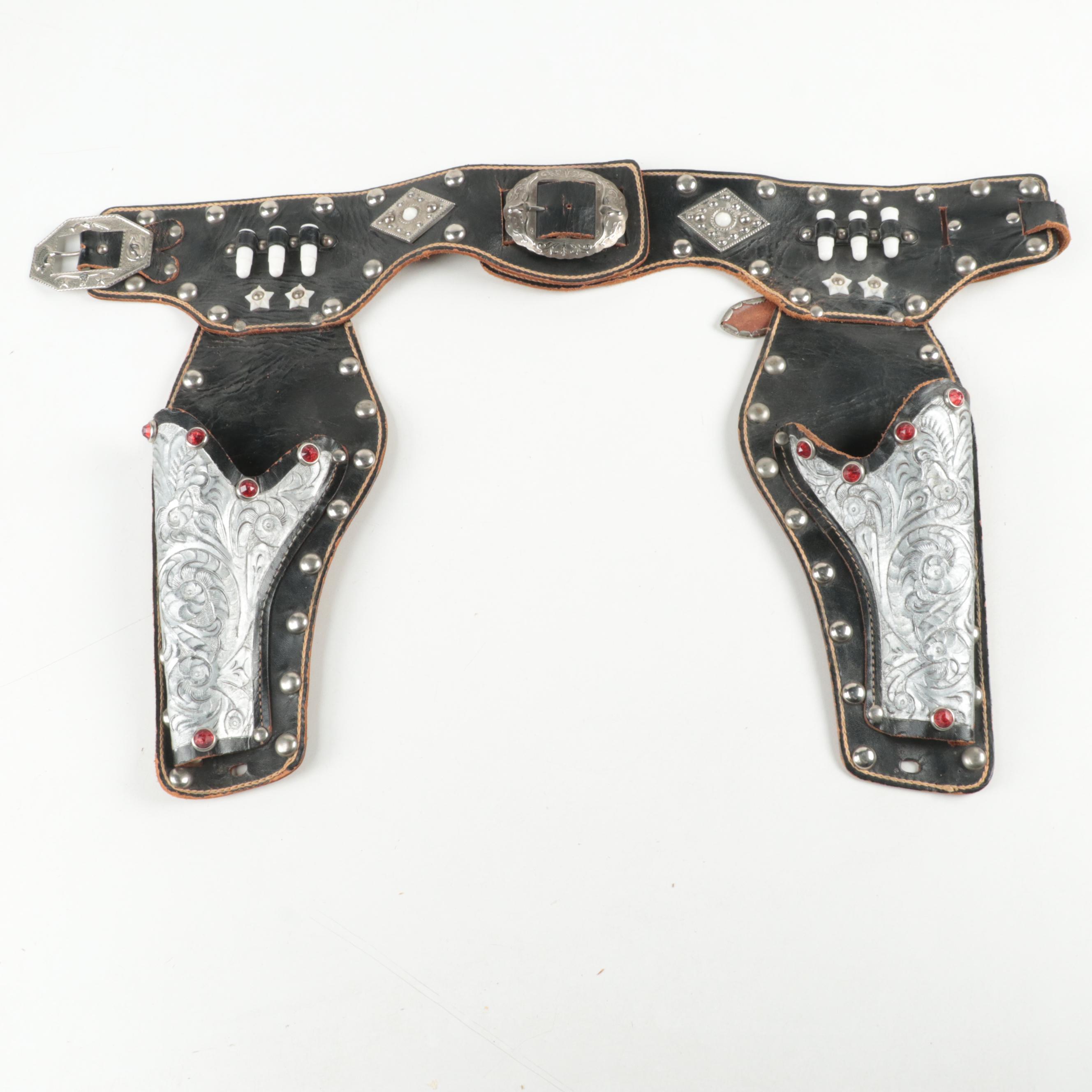 "Wild Bill Hickok" Toy Revolvers With Decorated Belt, Holsters, Plastic Rounds