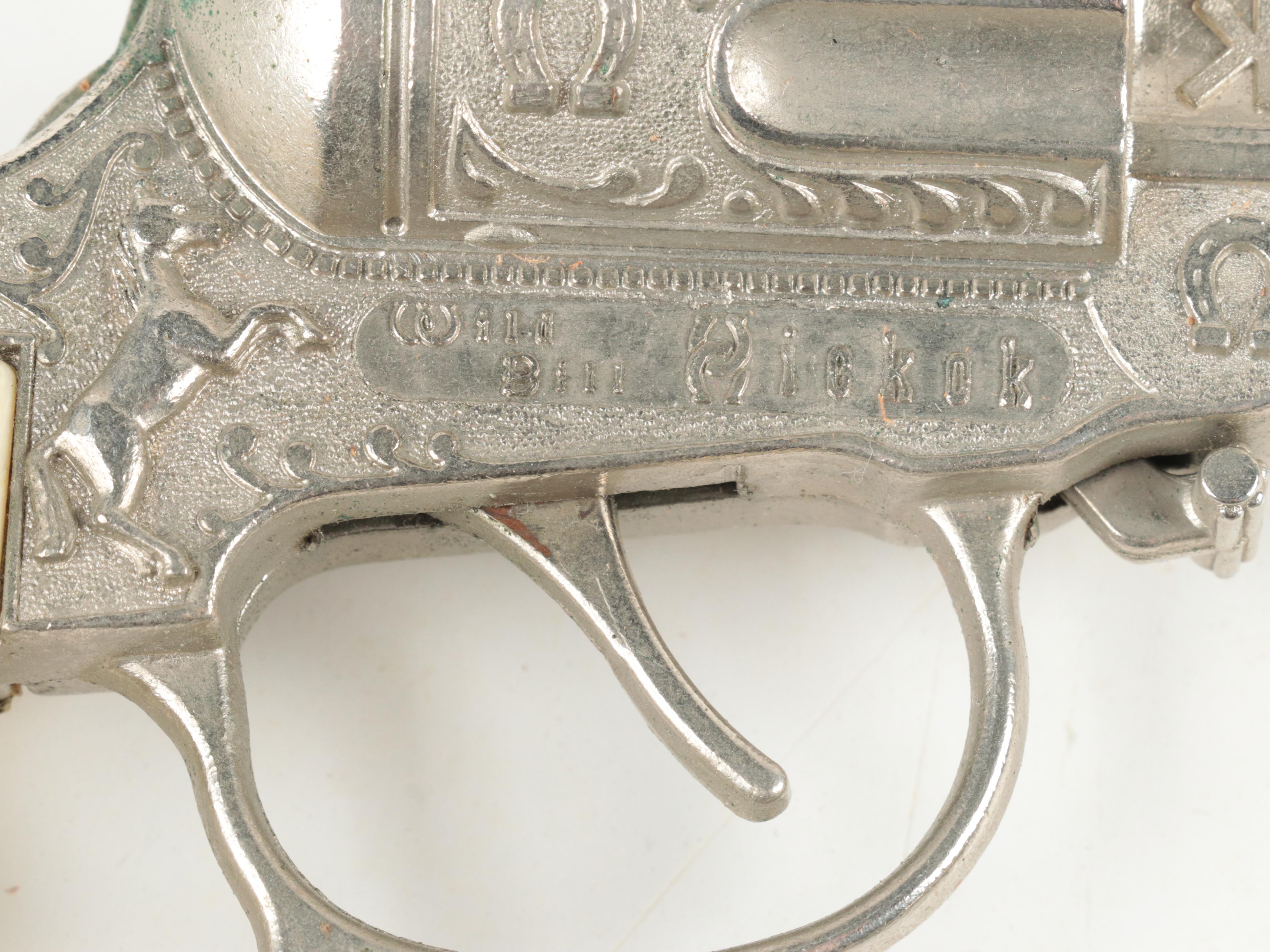 "Wild Bill Hickok" Toy Revolvers With Decorated Belt, Holsters, Plastic Rounds