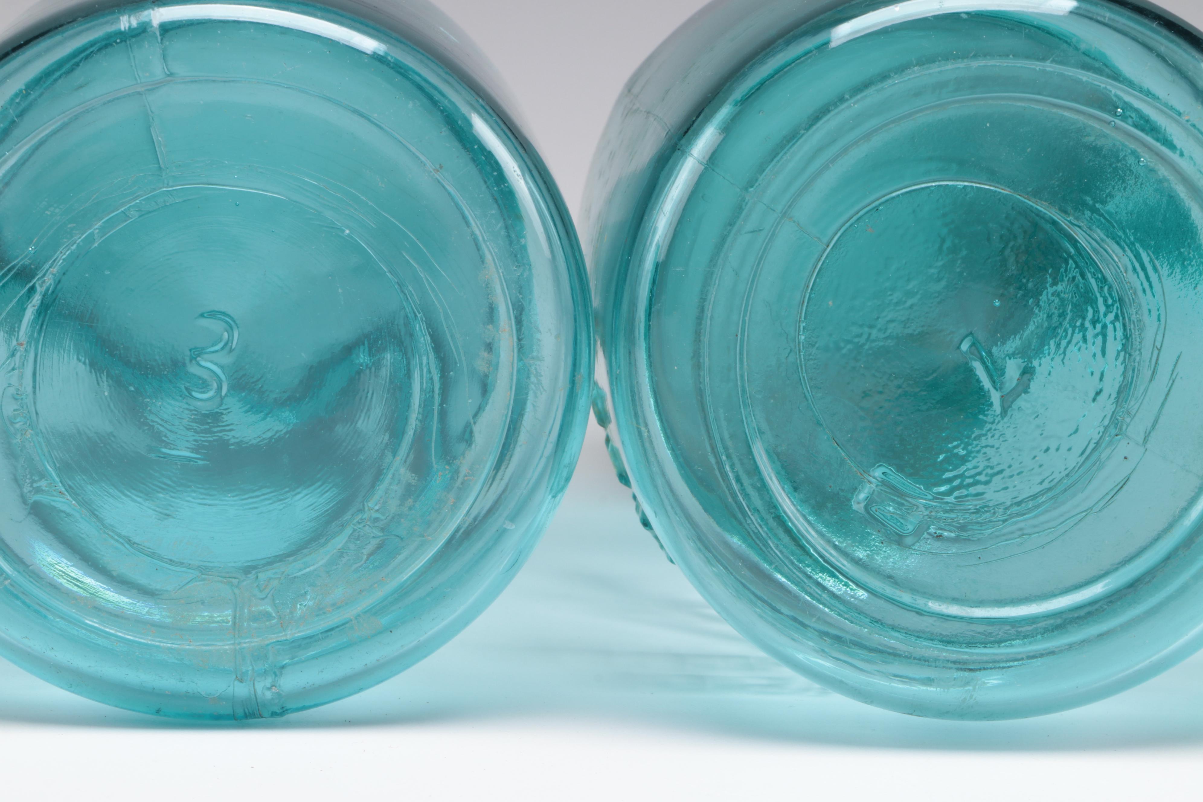 Ball Perfect Mason Blue Glass Canning Jars, 20th Century