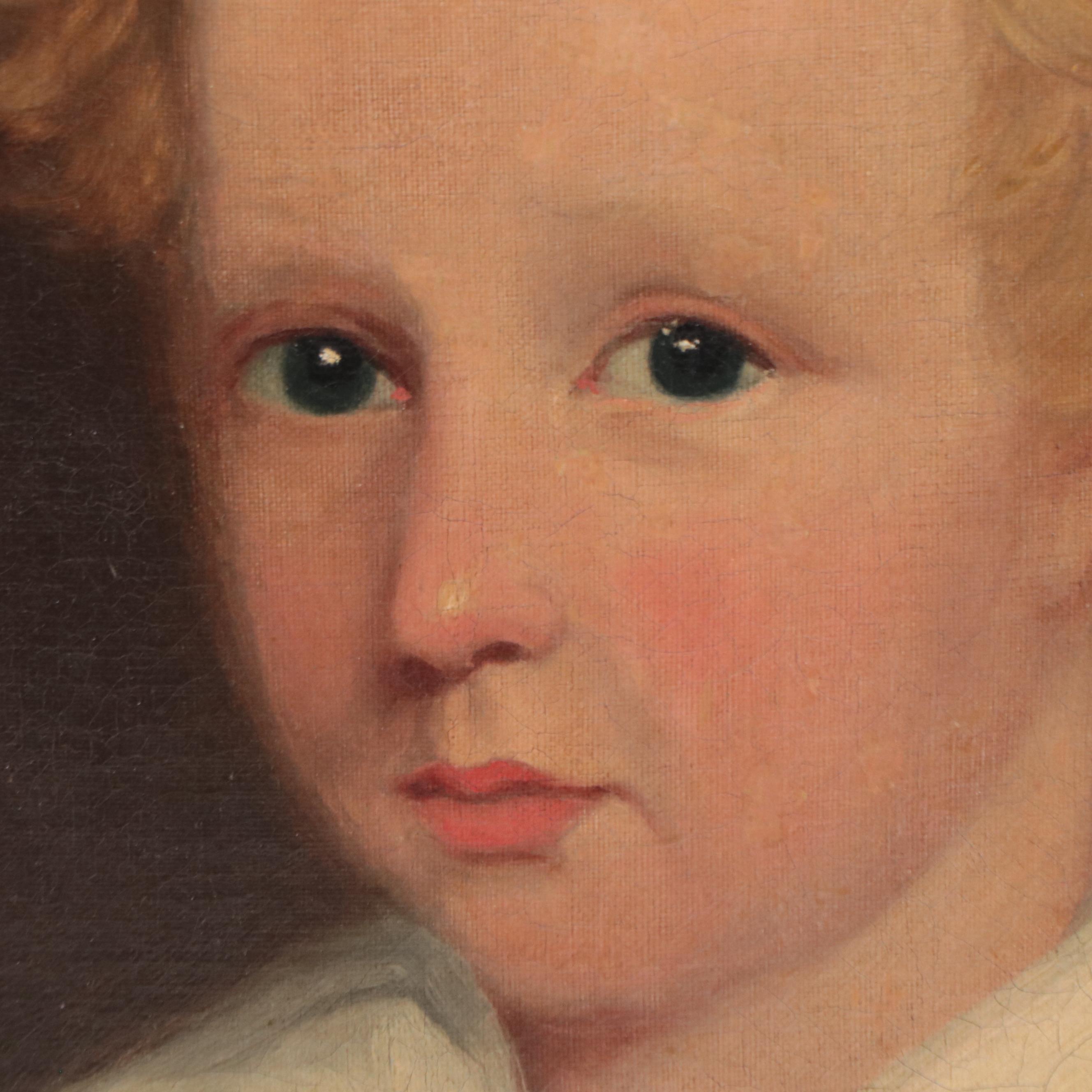 American School Folk Art Oil Portraits of Children, Circa 1900