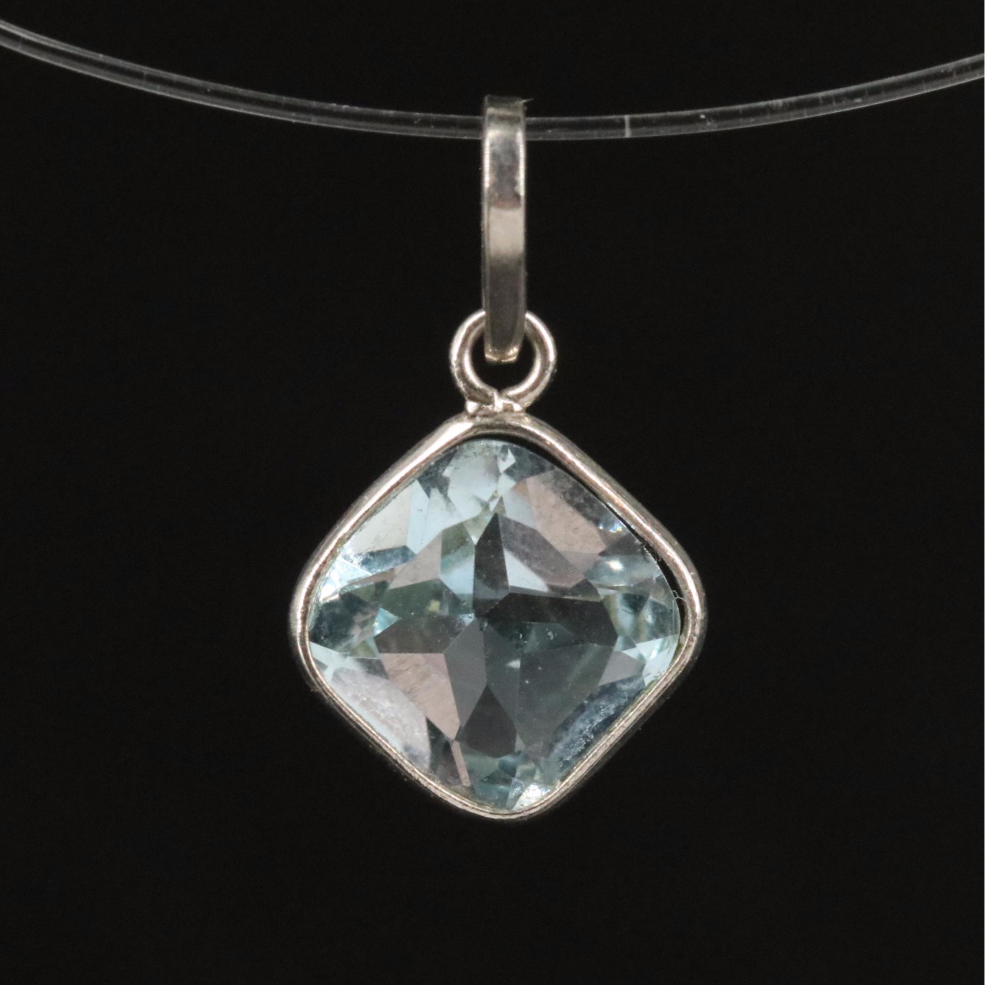 14K Blue Topaz Pendant