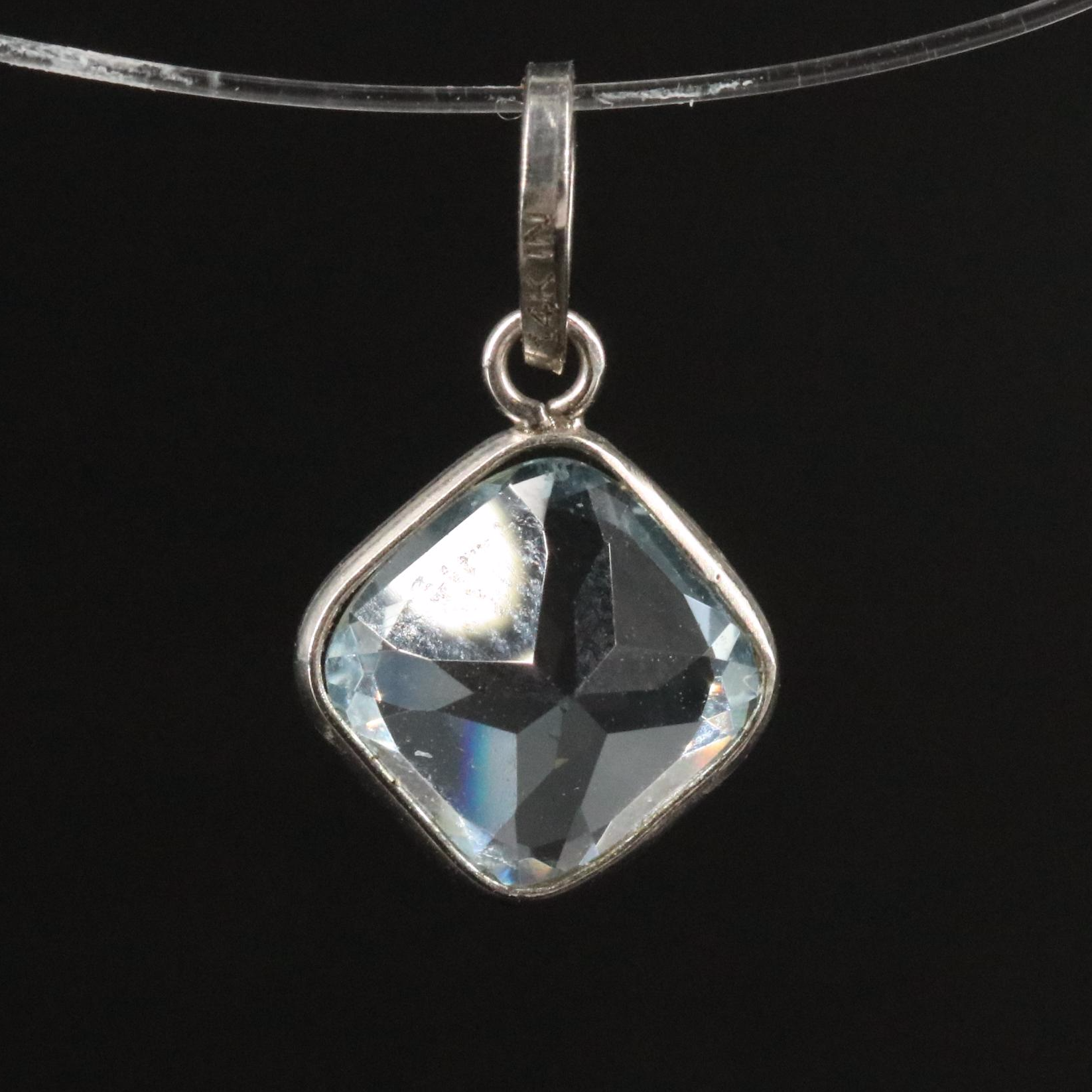 14K Blue Topaz Pendant