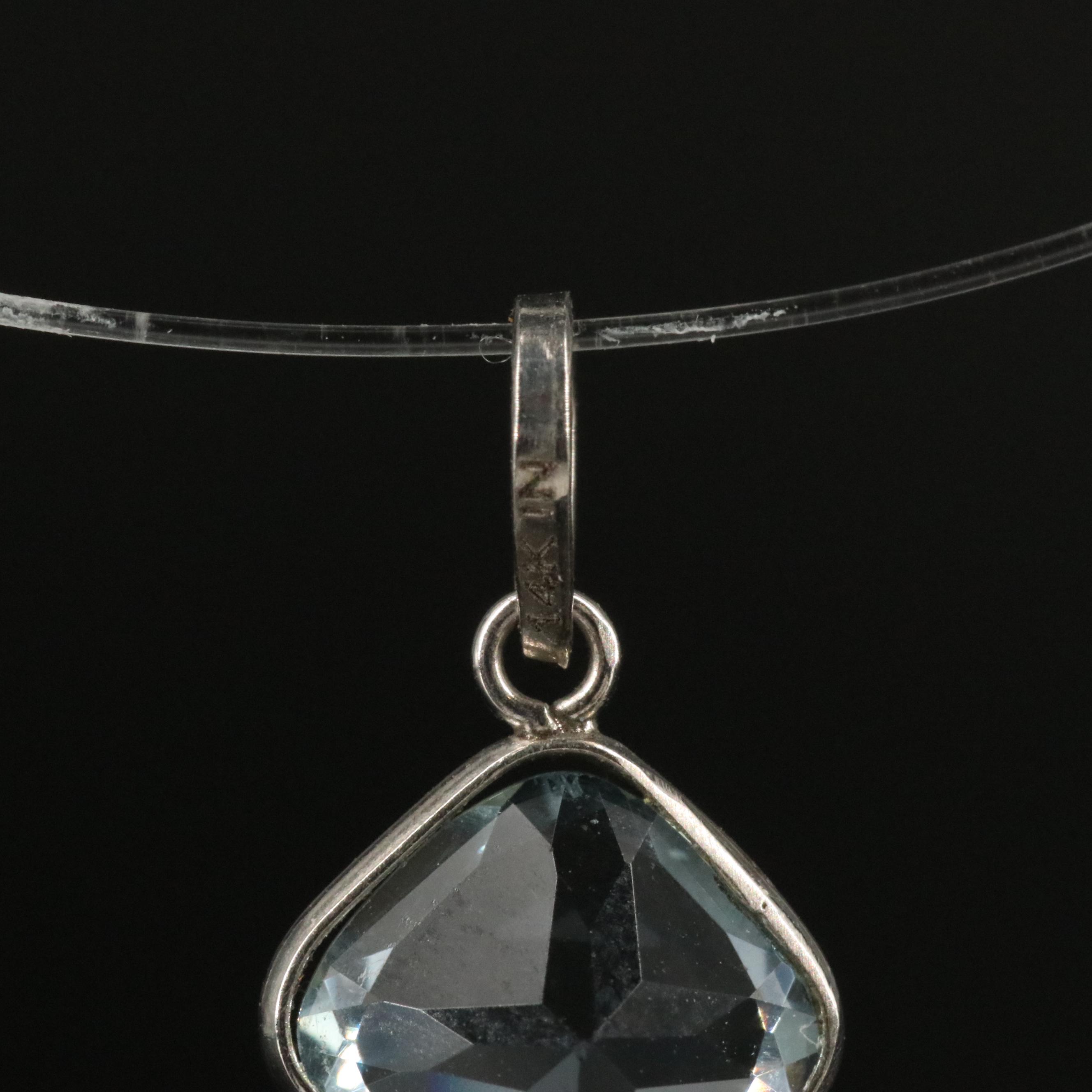 14K Blue Topaz Pendant
