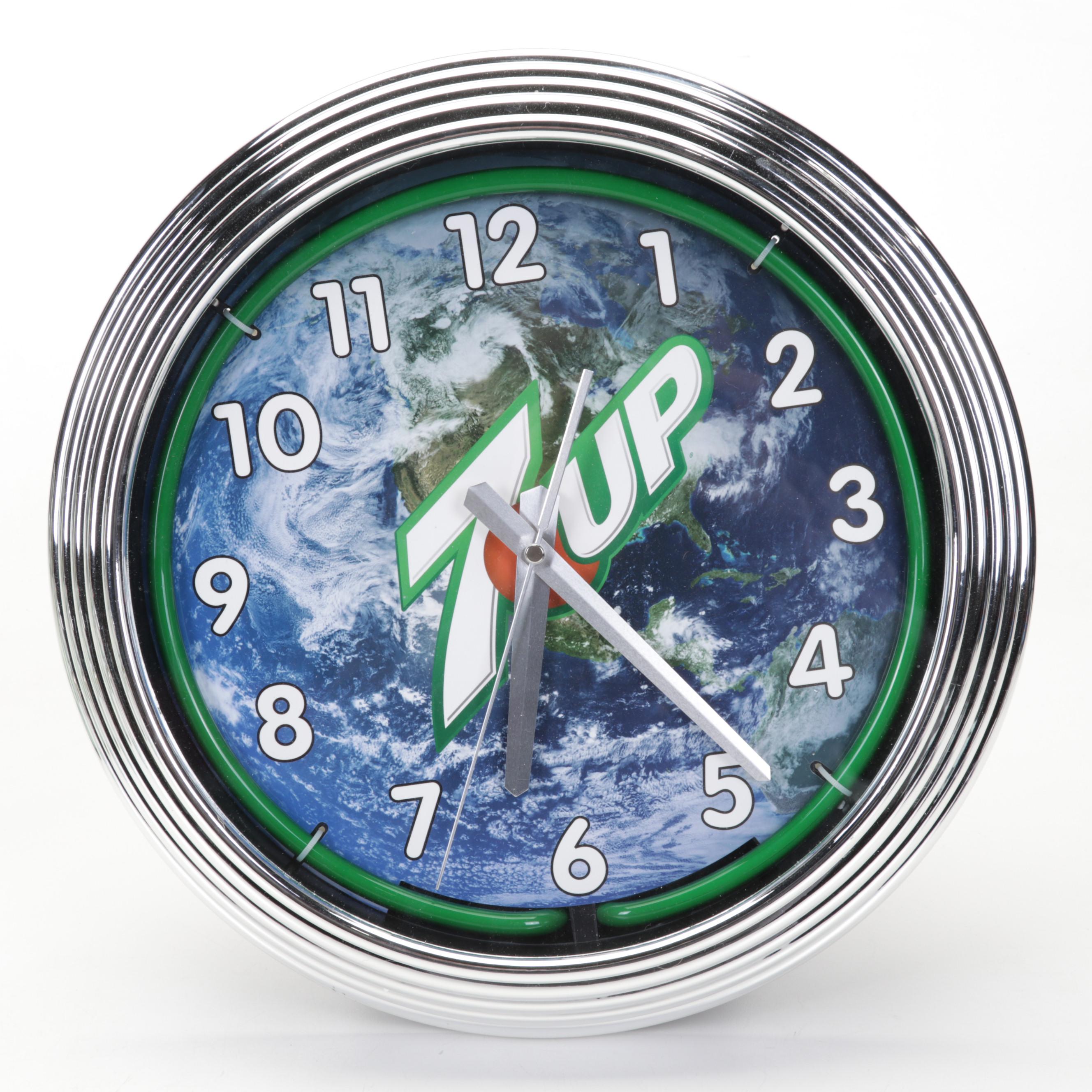 Glass Cactus Stem Margarita Glasses and Pitcher with 7-Up Wall Clock