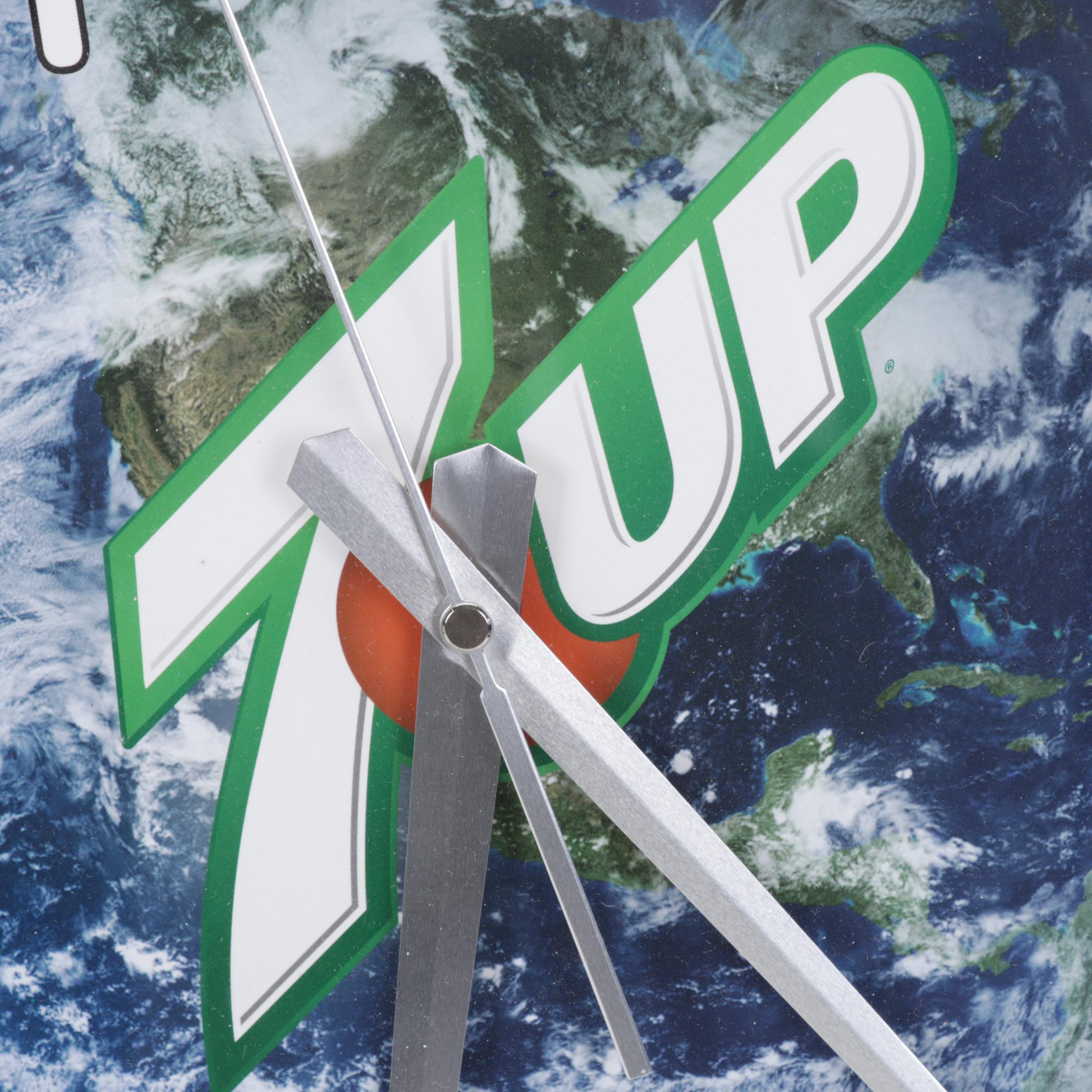 Glass Cactus Stem Margarita Glasses and Pitcher with 7-Up Wall Clock