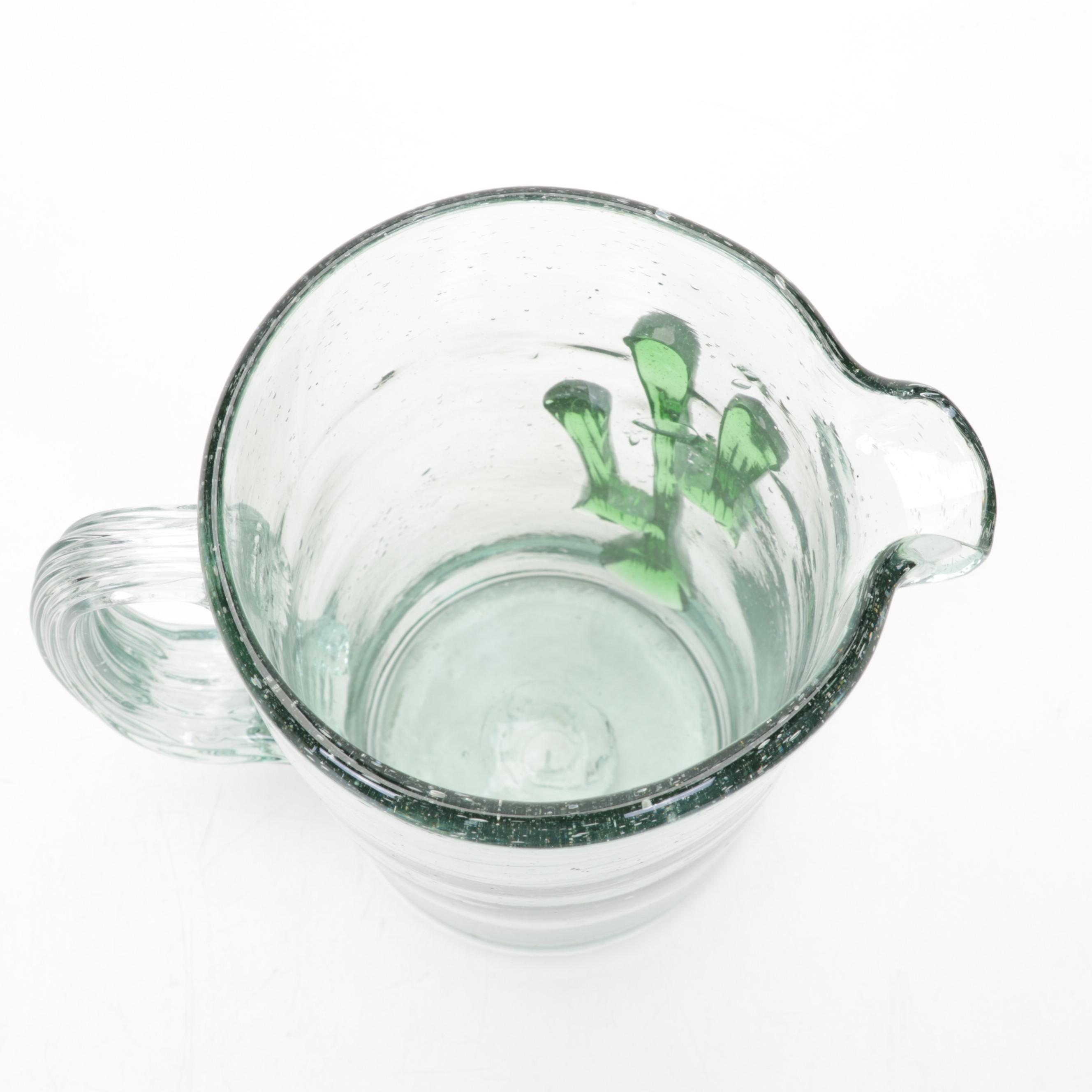 Glass Cactus Stem Margarita Glasses and Pitcher with 7-Up Wall Clock