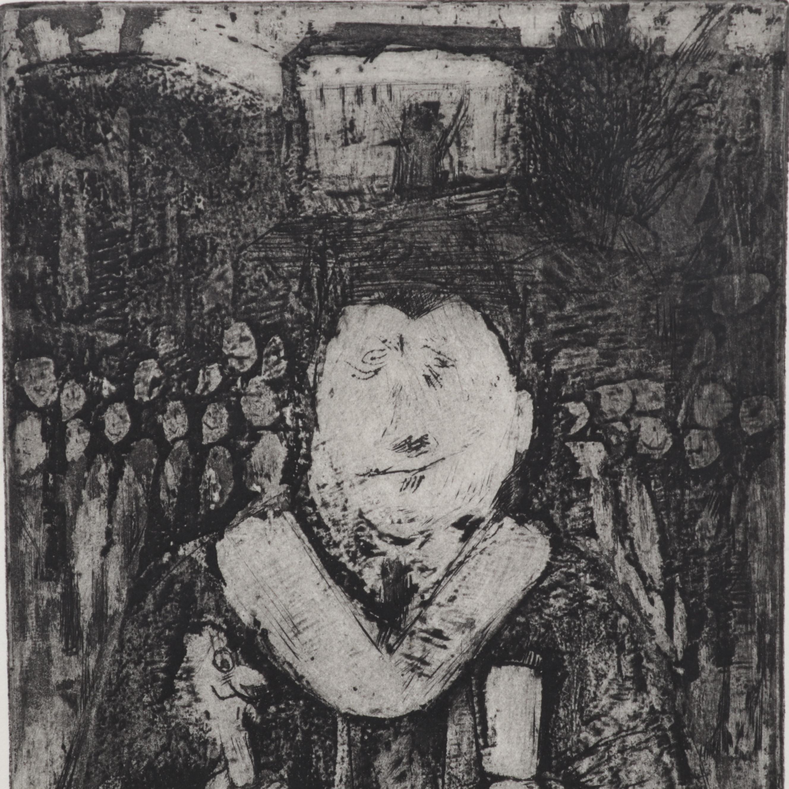 Sidney Chafetz Etching with Aquatint "Commencement," 1963